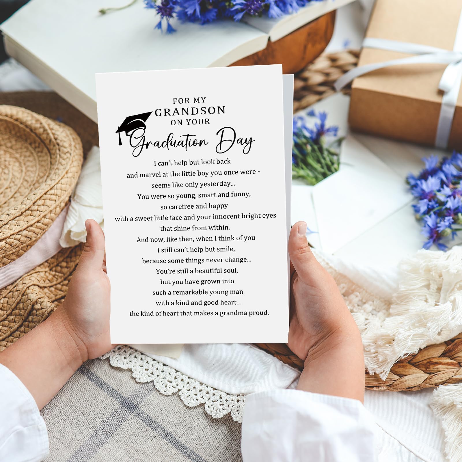 Amazon.com: RYYike Grandson Graduation Card from Grandma, High School  College Graduation Card, Poem Congratulations Cards for Grandson : Office  Products