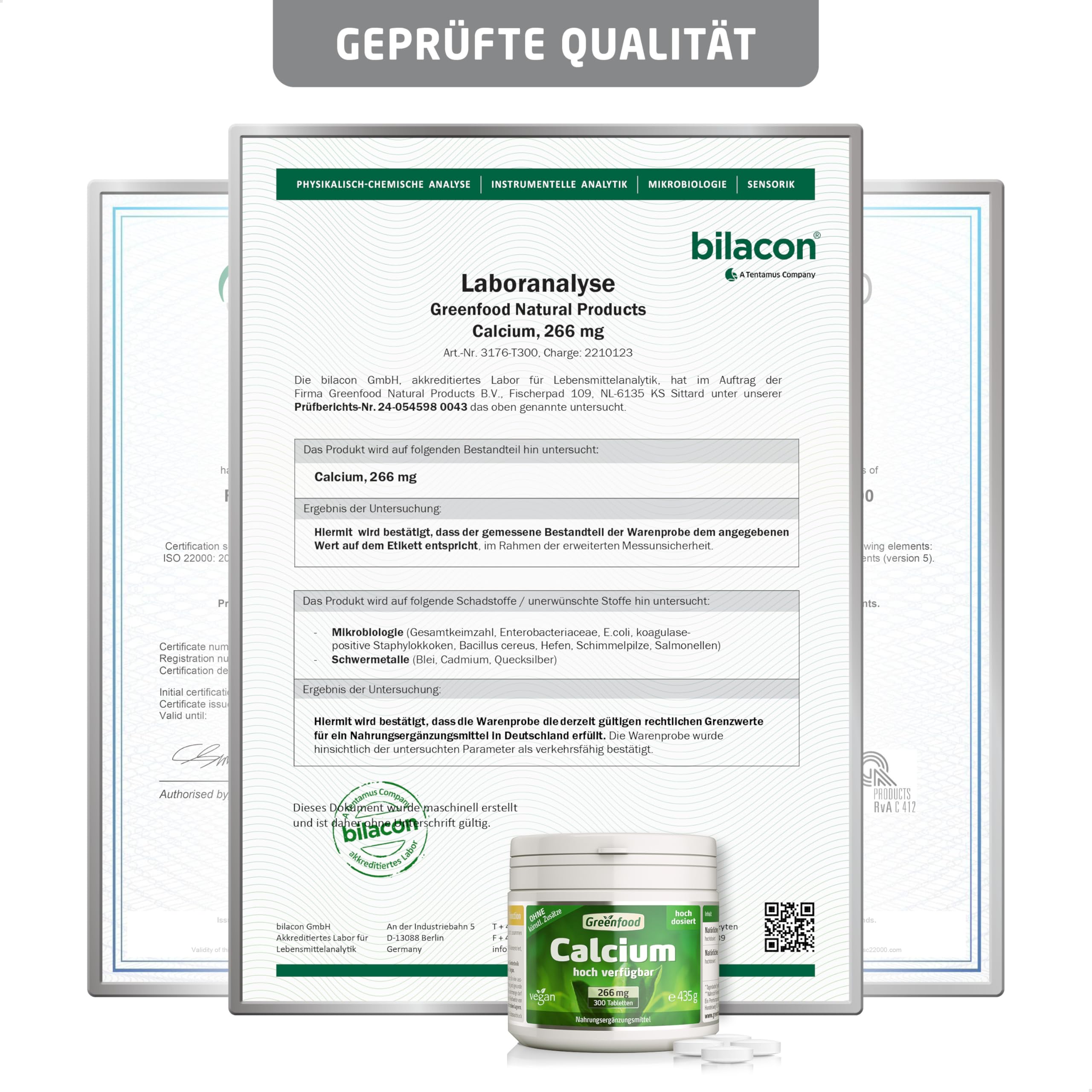 Calcium, hochdosiert, 266mg - 300 Tabletten, vegan. Calciumcitrat (hohe Bioverfügbarkeit) - für Zähne, Knochenerhalt & Muskelfunktion. OHNE künstliche Zusätze - laborgeprüft. Von Greenfood.