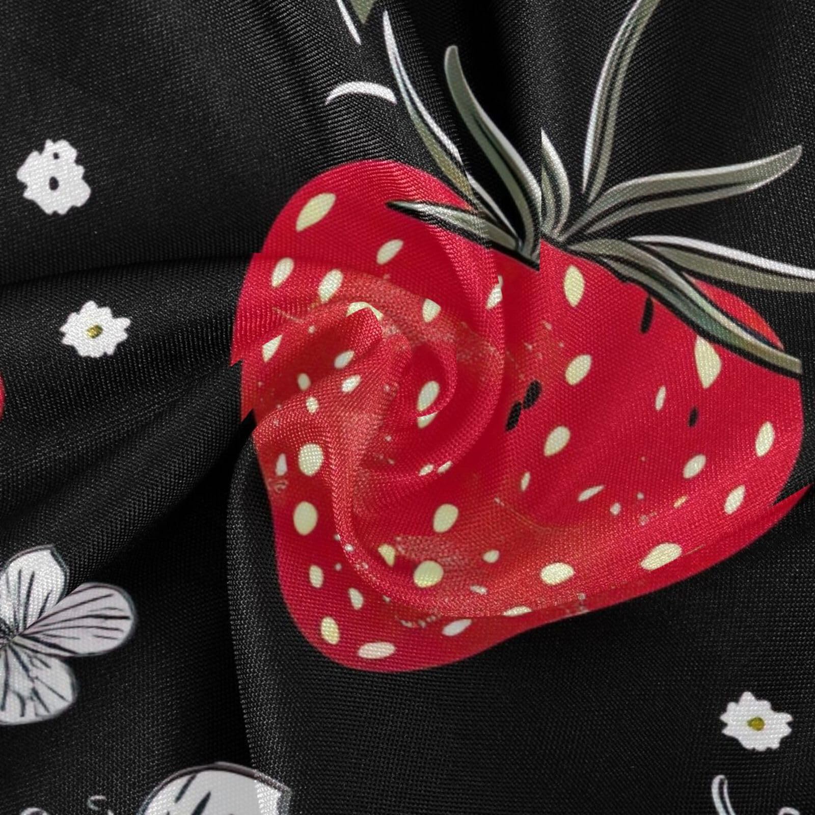 Wajiw 60 Inch Indoor Outdoor Round Tablecloth with Umbrella Hole and Zipper Waterproof Patio Table Cover for Camping Dining Room Party Outdoor Picnic,Strawberry