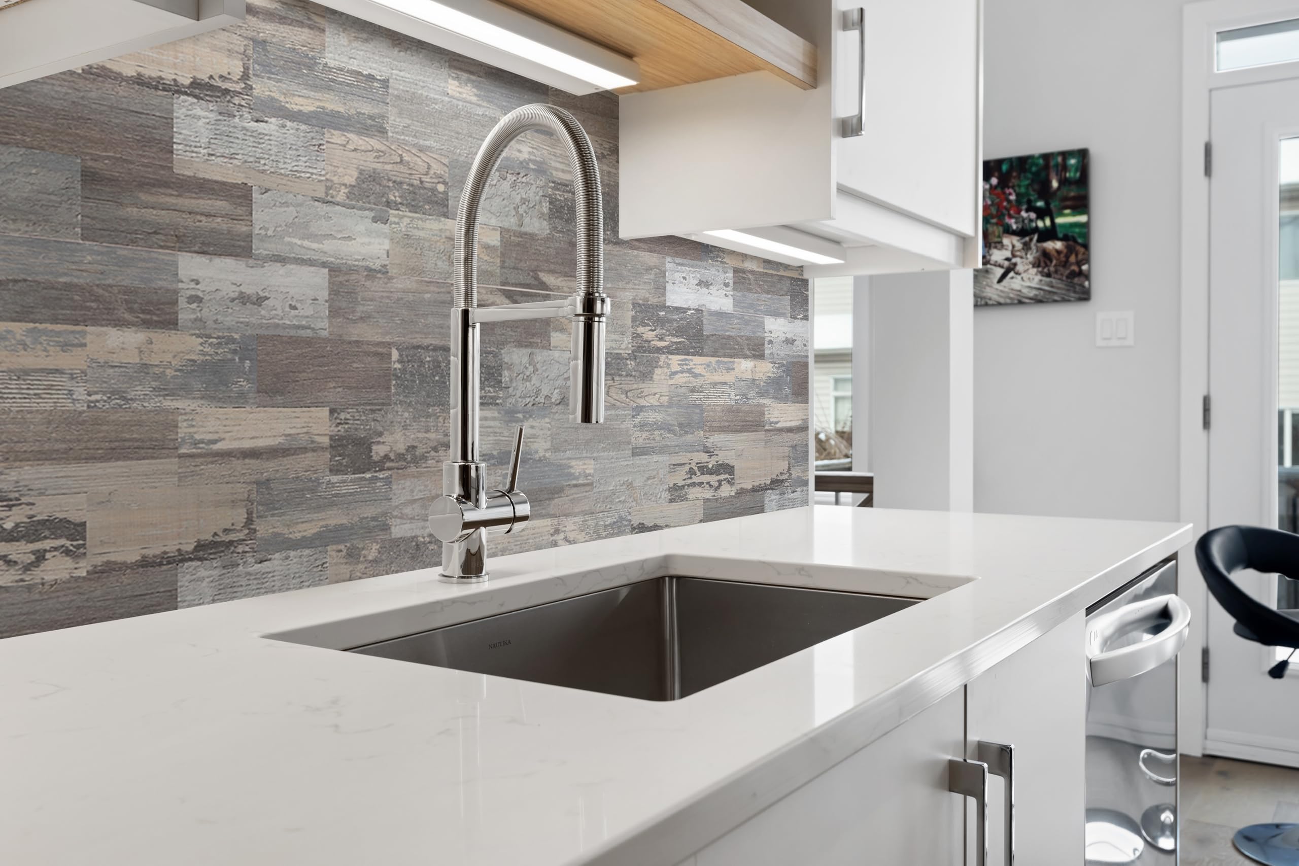 160 Pieces Peel and Stick backsplash 3 x 6 Inches 3D Light Wood PVC Composite Wall Tile Stick on Backsplash Tile for Kitchen Bathroom Laundry Room - Image 2