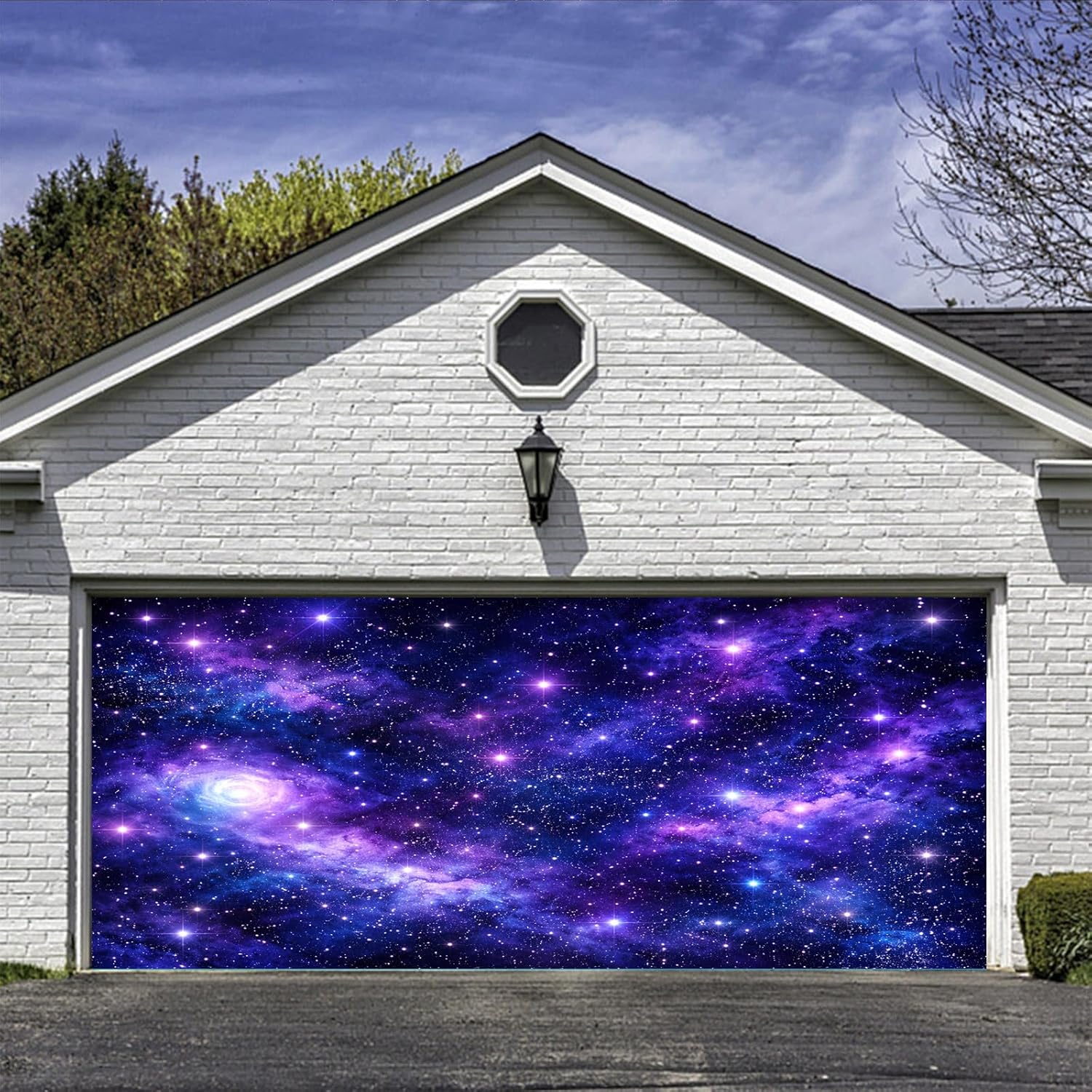 Night Sky Star Garage Door Decoration Universe Space Star Garage Door Decor Galaxy Early 2000s Children Boy Kids Birthday Party Photo Garage Door Cover Newborn Baby Shower Large Banner 16X7FT
