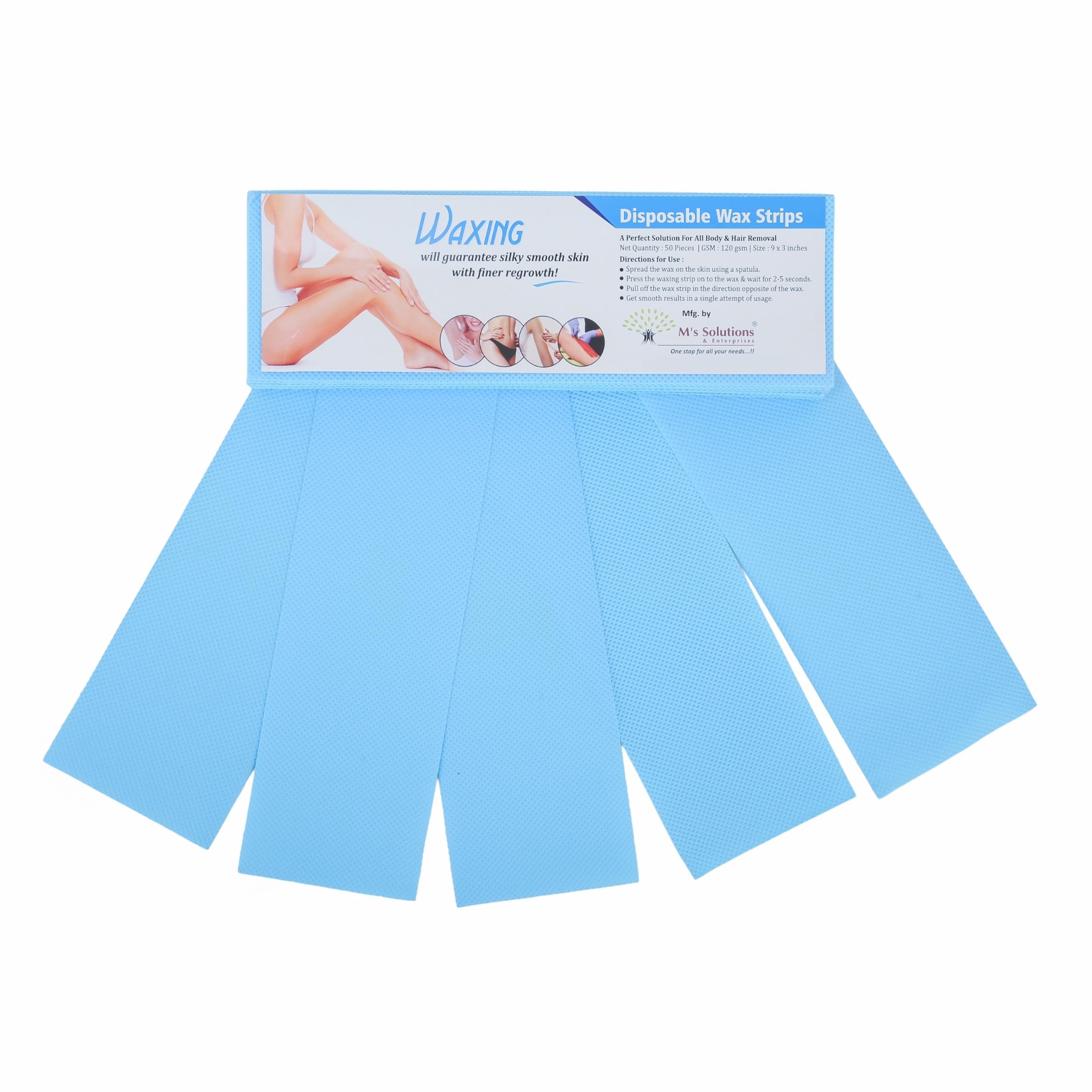 Unisex Adult Full Body Hair Remover Wax Strips Kit, Non Woven Disposable For Normal, Dry, Sensitive Skins, 9 X 3 Inches, Without Fragrance (Sky Blue, Pack Of 100)-image-33