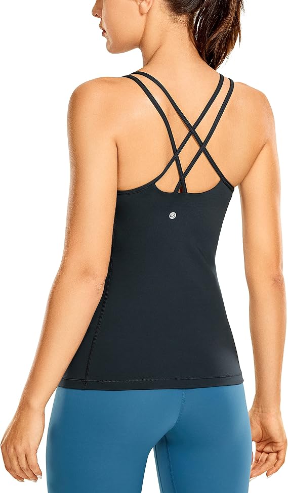 Amazon Crz Yoga レディース スポーツ タンクトップ レーサーバック クロスバック パッド付 ブラトップ ヨガトップ Naked Feeling アクティブシャツ Tシャツ 通販