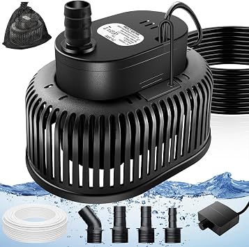 Pool Cover Pump Above Ground, Automatic Water Sensor, Sump Pump for Pool Draining, Pool Cover Water Removal 4 Adapters, 16ft Hose & 25ft Power Cord, 850 GPH Black