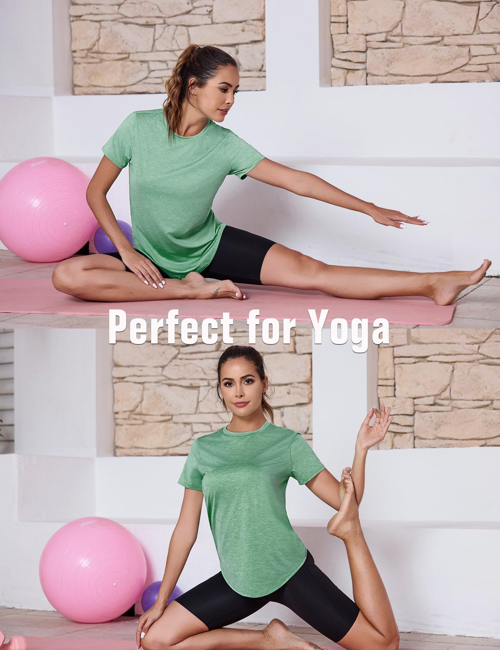Camiseta Deportivo Mujer Camiseta de Manga Corta Camiseta de Secado Rápido Camisetas de Malla Mujer Yoga Fitness Top Ropa Deportiva