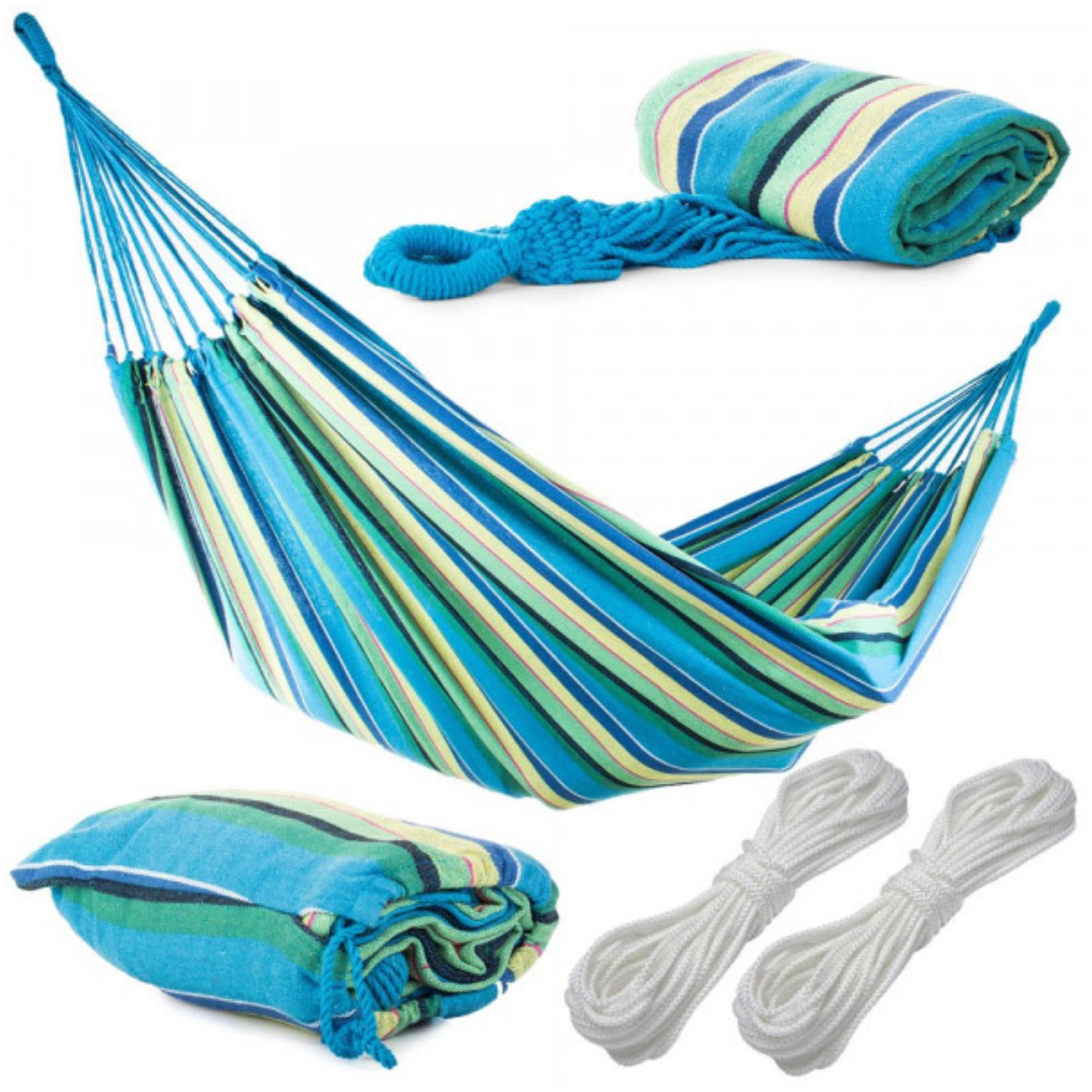 Hamaca Colgante para Jardín 200x150cm de Tela Resistente y Cómoda, Fácil de Instalar y Portátil, Ideal para Descansar al Aire Libre, Patio o Terraza - Mecedora jardin exterior (Azul)