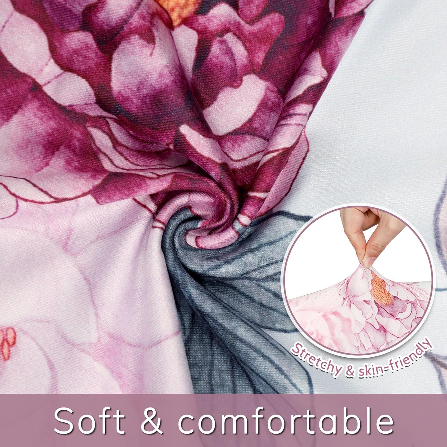 Baby Nursing Pillow Cover, Removeable Breastfeeding Pillow Slipcover, Nursing Pillow Case for Newborn Boys Girls, Soft Fabric Fits Snug On Infant, Washable & Breathable, Purple Flower - Image 2