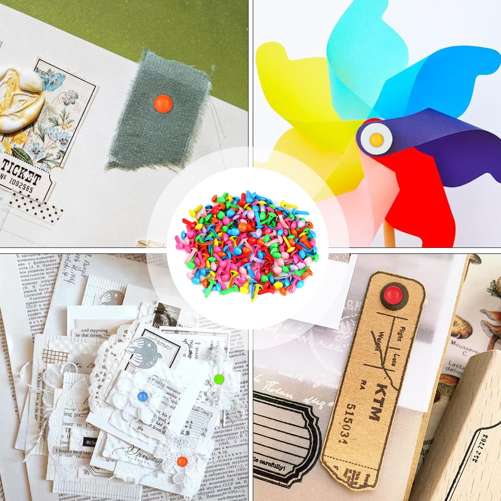 200 Pezzi Fermacampioni Piccoli Rotondi in Metallo per Scrapbooking, Clip Decorazioni Artigianali
