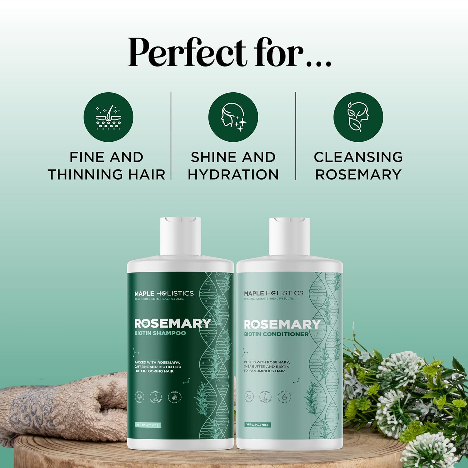 BOOST Biotin Hair Serum plus Rosemary Biotin Shampoo and Conditioner Set - Hair Thickening Serum with Castor and Rosemary plus Volumizing Shampoo for Men and Women Bundle