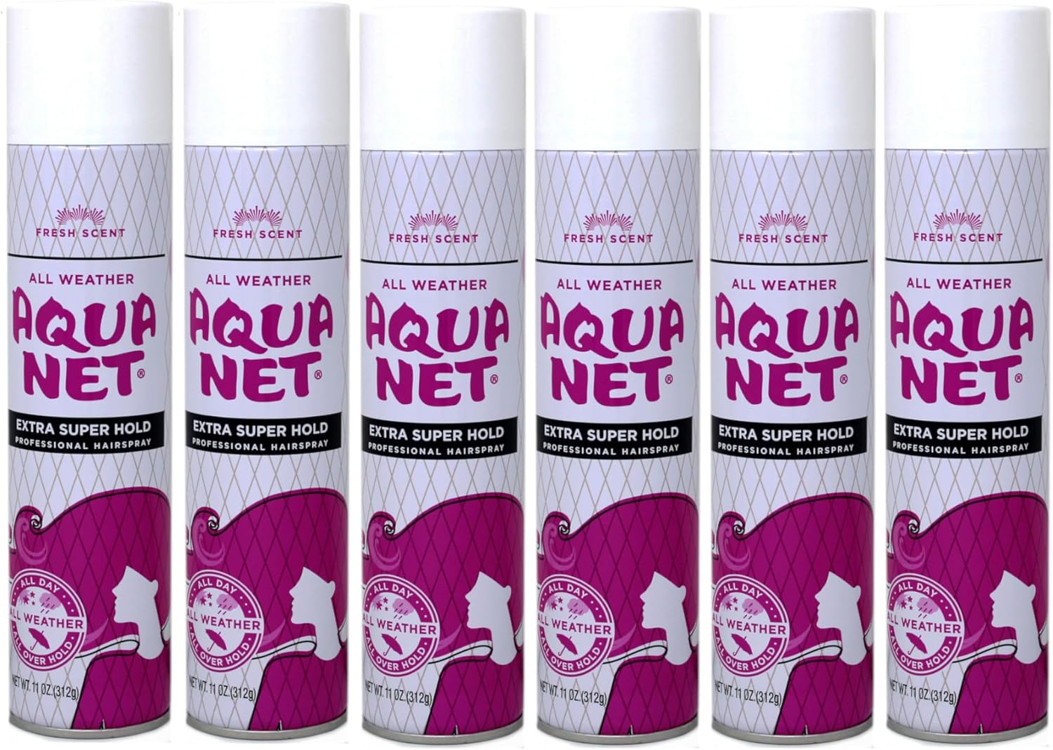 Aqua Net Professional Hair Spray Extra Super Hold 3 Fresh Scent, 11 Oz (Pack of 6)