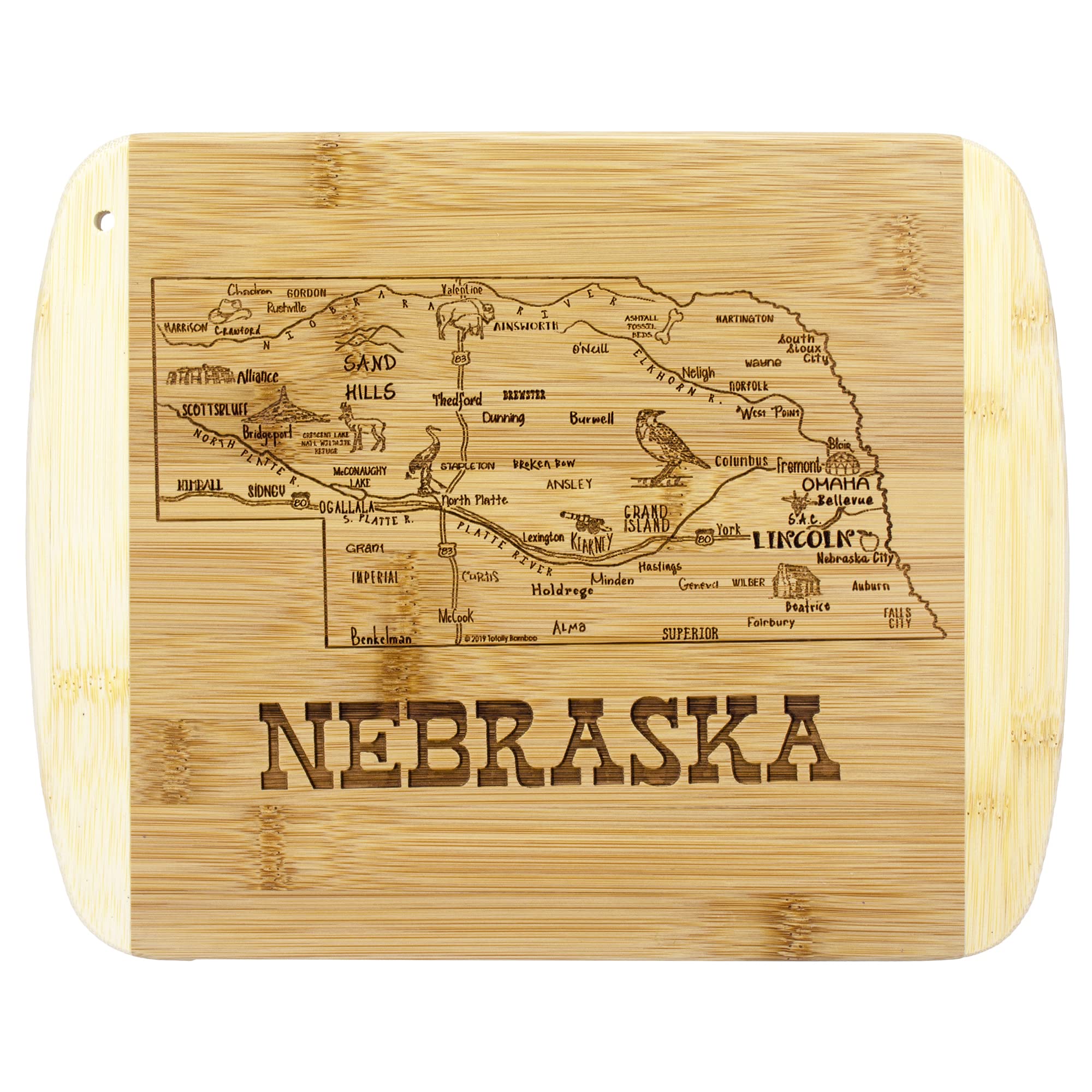 Totally Bamboo A Slice of Life Nebraska State Serving and Cutting Board, 11" x 8.75"