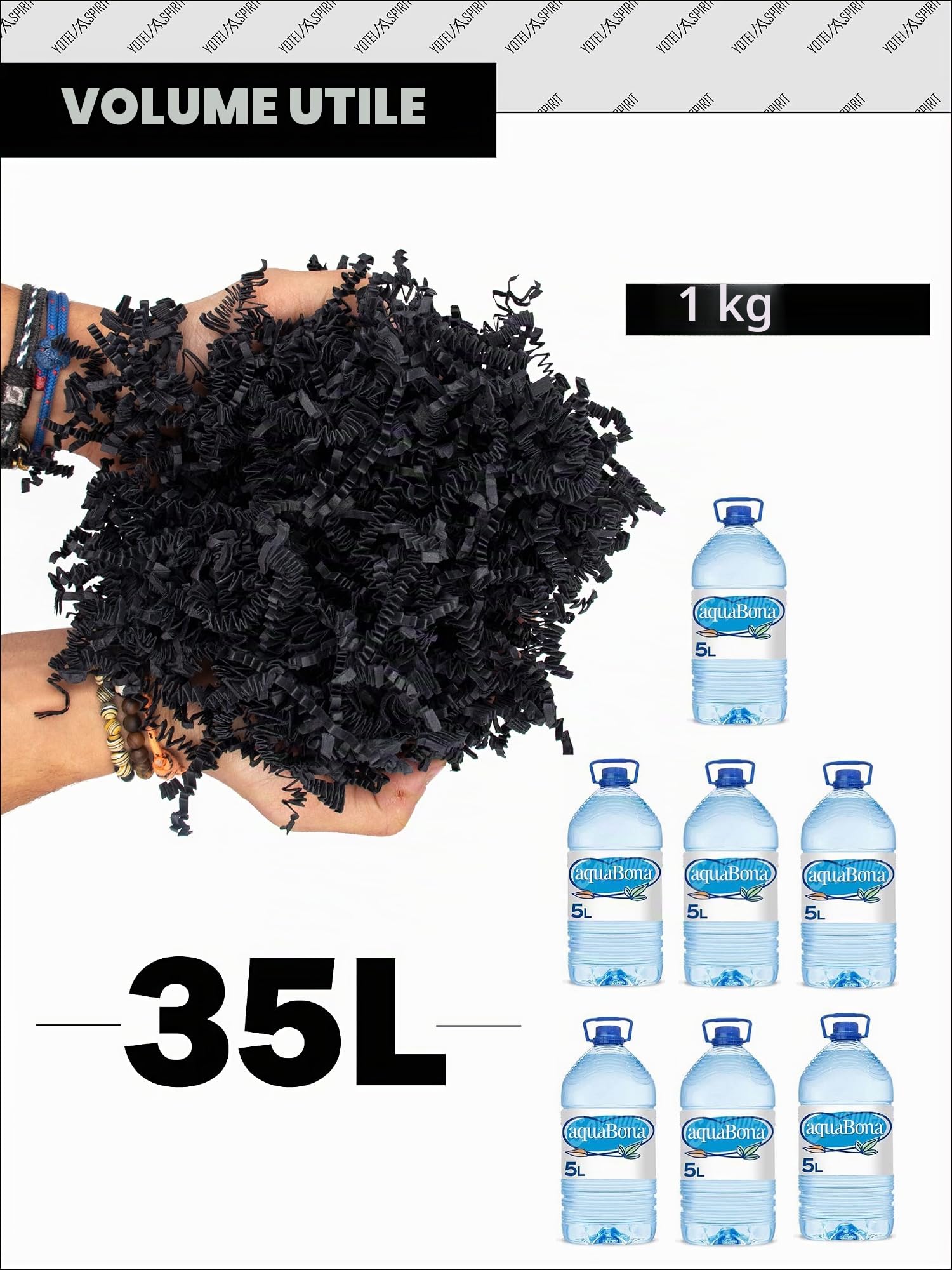 1kg Papier Noir Déchiqueté pour Cadeau – Frisure pour Emballage, Paniers, et Boîtes – Remplissage Boite Cadeau, Calage Carton (Noir, 1kg)