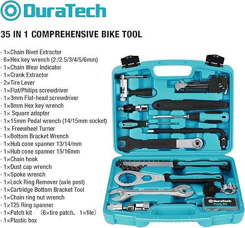 Miniatura 2 de DURATECH Kit de reparación de bicicletas, kit de herramientas de bicicleta de 35 piezas con estuche de transporte, accesorios de bicicleta para