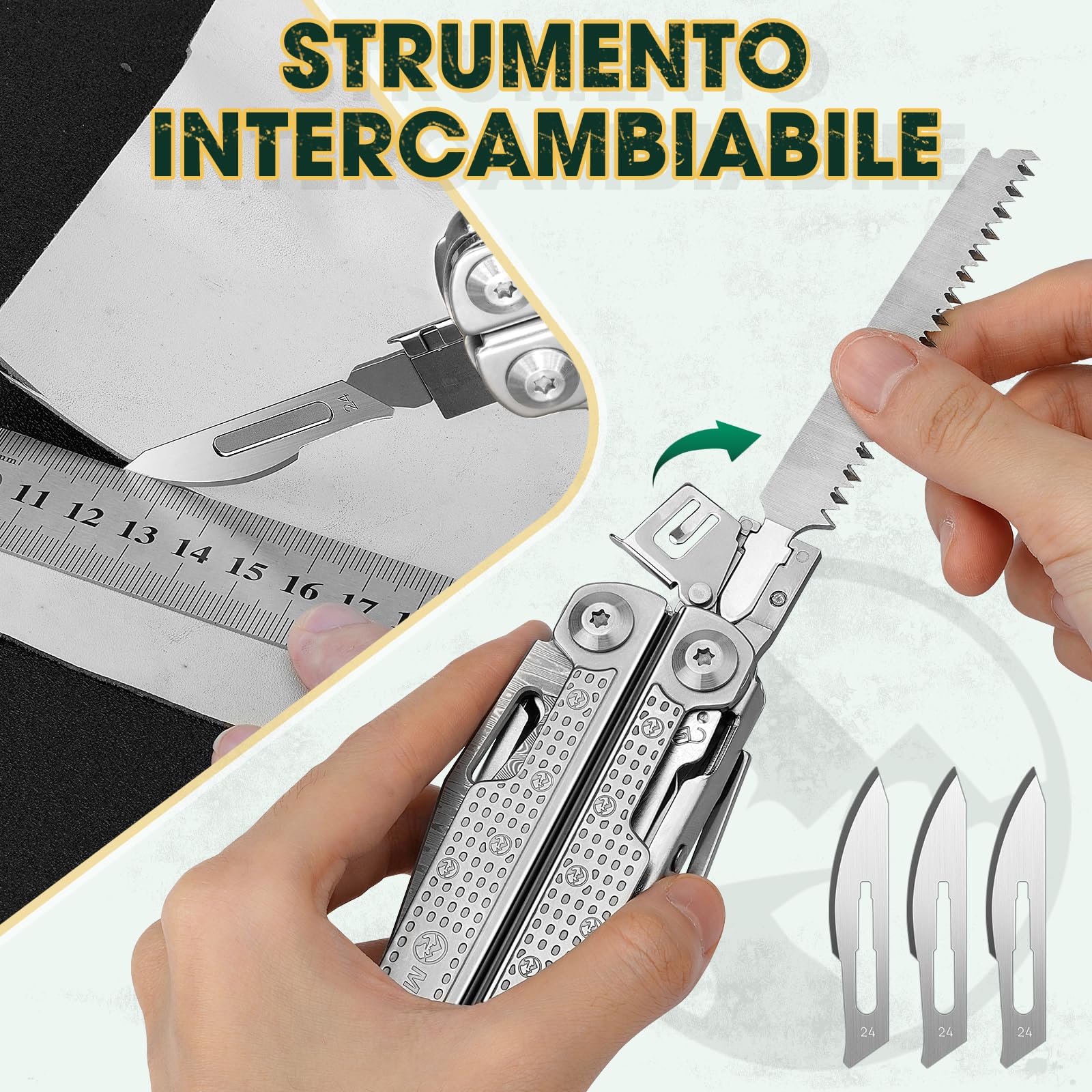 Multper Pinza Multiuso, Idee Regalo Uomo Compleanno, Multitool Gadget Utili con Coltello di Damasco, Forbici e Testa Cacciavite, Regalo Anniversario per Lui, Regali di Natale, Idee Regalo Uomo Natale
