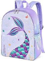 Vista 1 de WERNNSAI Mochila de sirena para niños mochila escolar de lentejuelas brillantes para niños pequeños preescolar jardín de infantes primaria 15