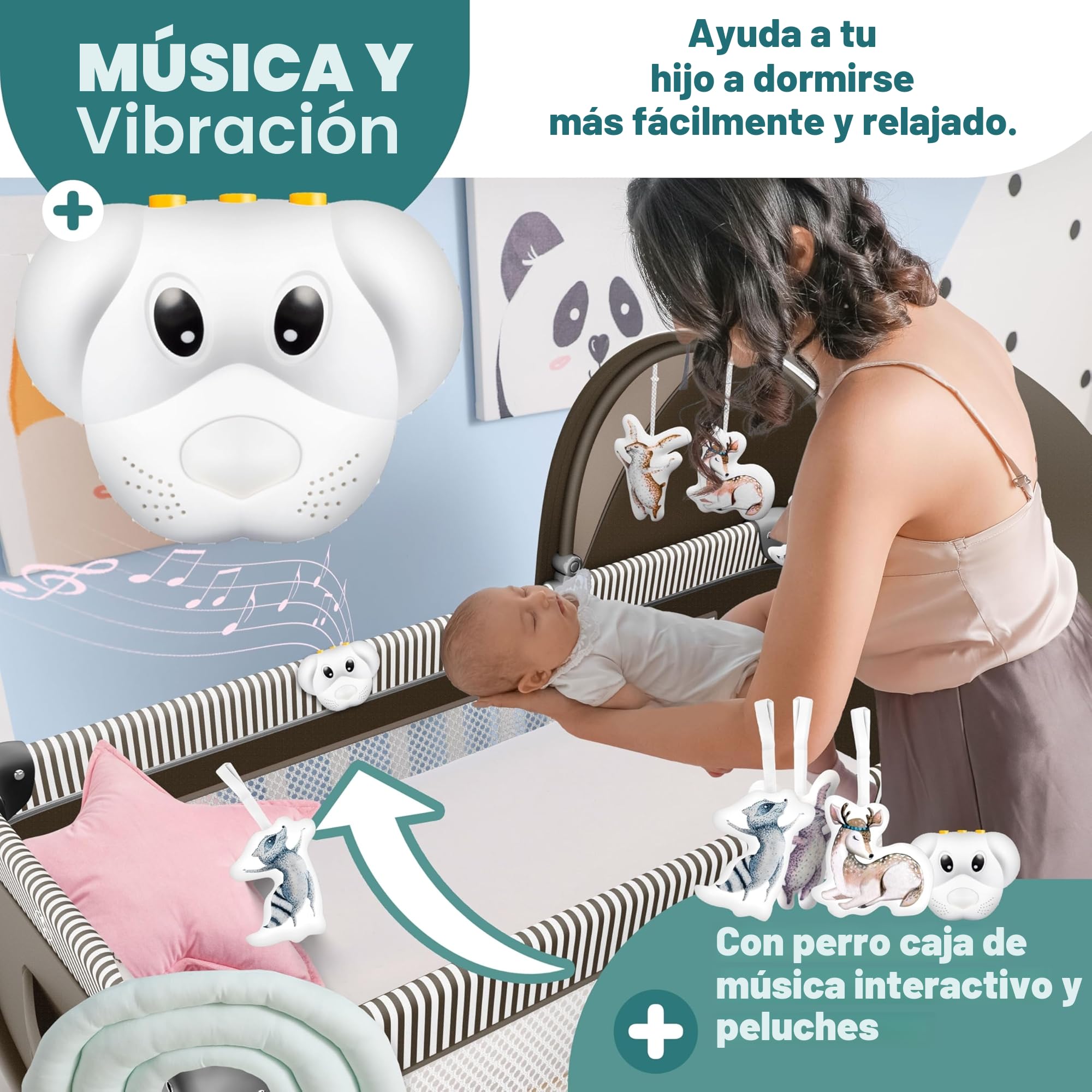KIDIZ® Cuna de bebé 3 en 1 Cama de Viaje, Combi Set, Cama de bebé con Cambiador, mosquitero Corral de Juego, marrón