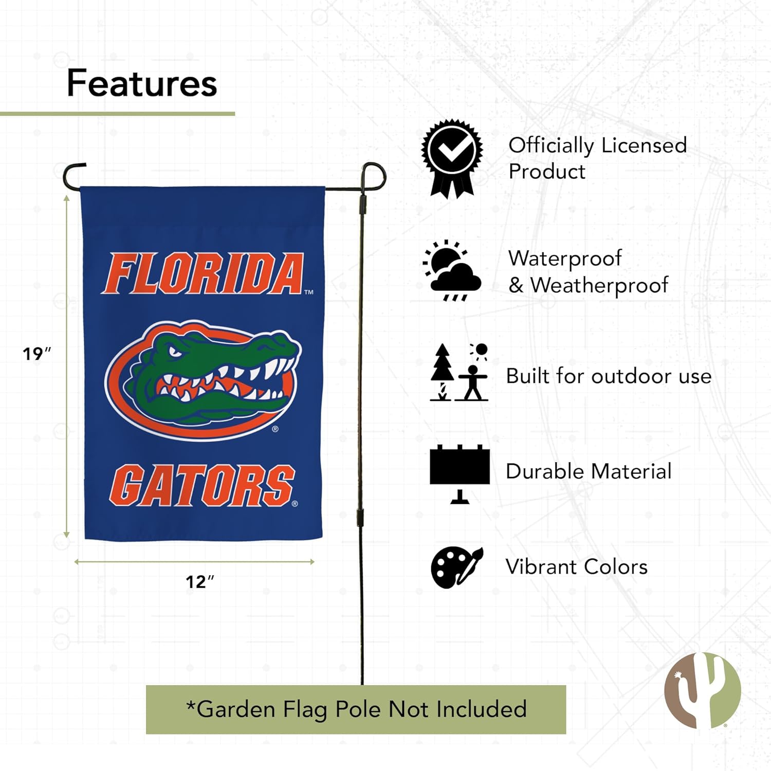 Desert Cactus University of Florida UF Garden Flag – 19 x 12 inch Florida Gators Banner, For Outdoor Display and Events (Design C) - Image 4