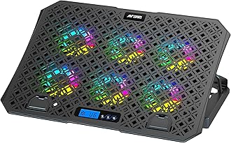 Ant Esports NC210 Gaming Laptop RGB Cooling Pad, 6 Quite Cooling Fans, Dual USB Ports, 5 Height Adjustable, Ergonomic Stand for 10″–15.6″ Laptops – High Airflow Speed Function Notebook Cooler