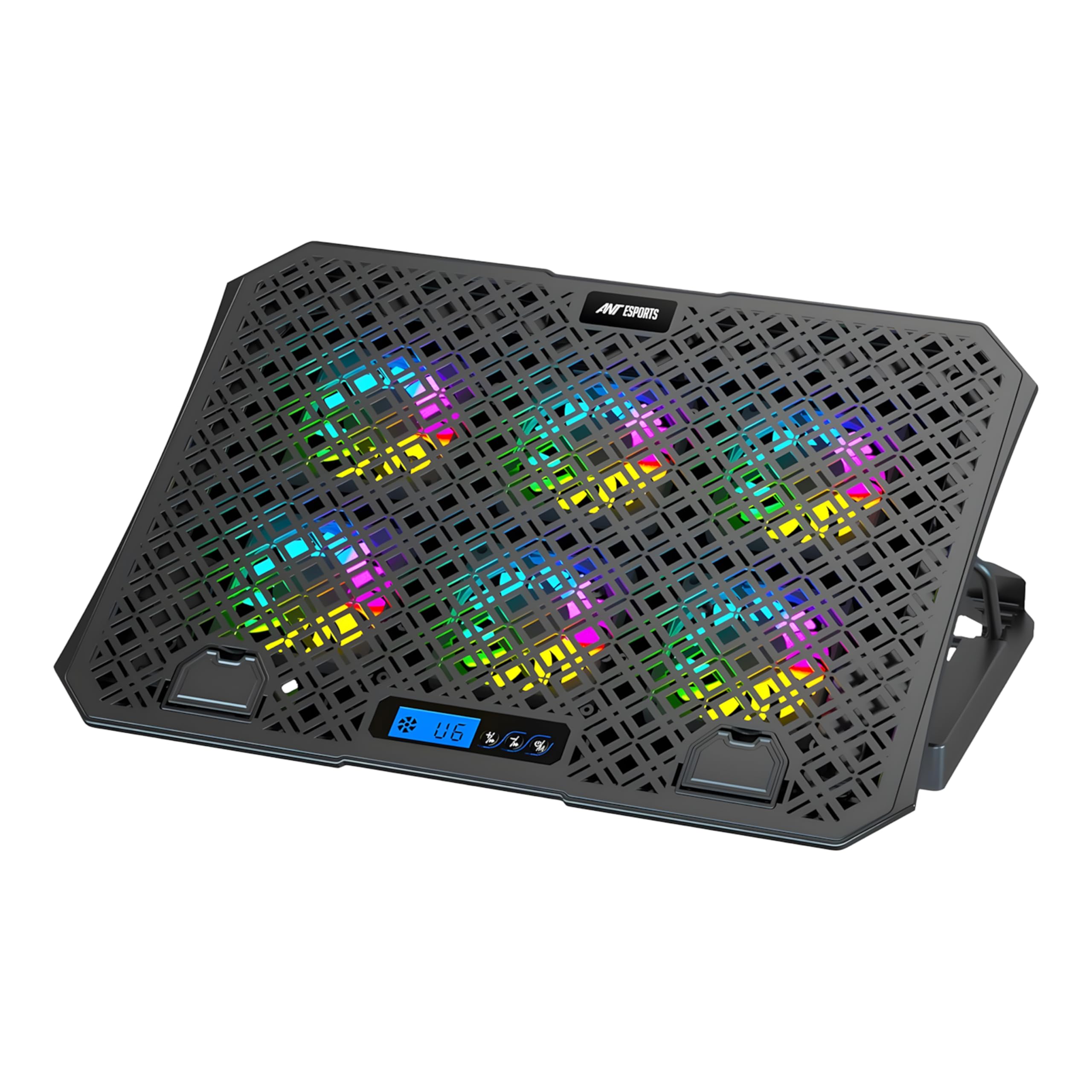 Ant Esports NC210 Gaming Laptop RGB Cooling Pad, 6 Quite Cooling Fans, Dual USB Ports, 5 Height Adjustable, Ergonomic Stand for 10″–15.6″ Laptops – High Airflow Speed Function Notebook Cooler
