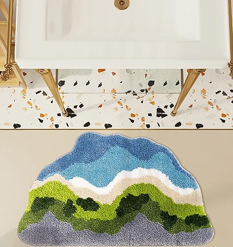 Miniatura 3 de UKELER Alfombra suave de musgo para baño, innovadora alfombra decorativa de musgo de lago, antideslizante, lavable, alfombra de baño para ducha y