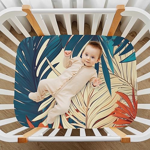Miniatura 7 de Fitted Crib Sheets Tropical Leaves Baby Crib Sheets for Boy & Girl Toddler Mattress Sheets 21216163