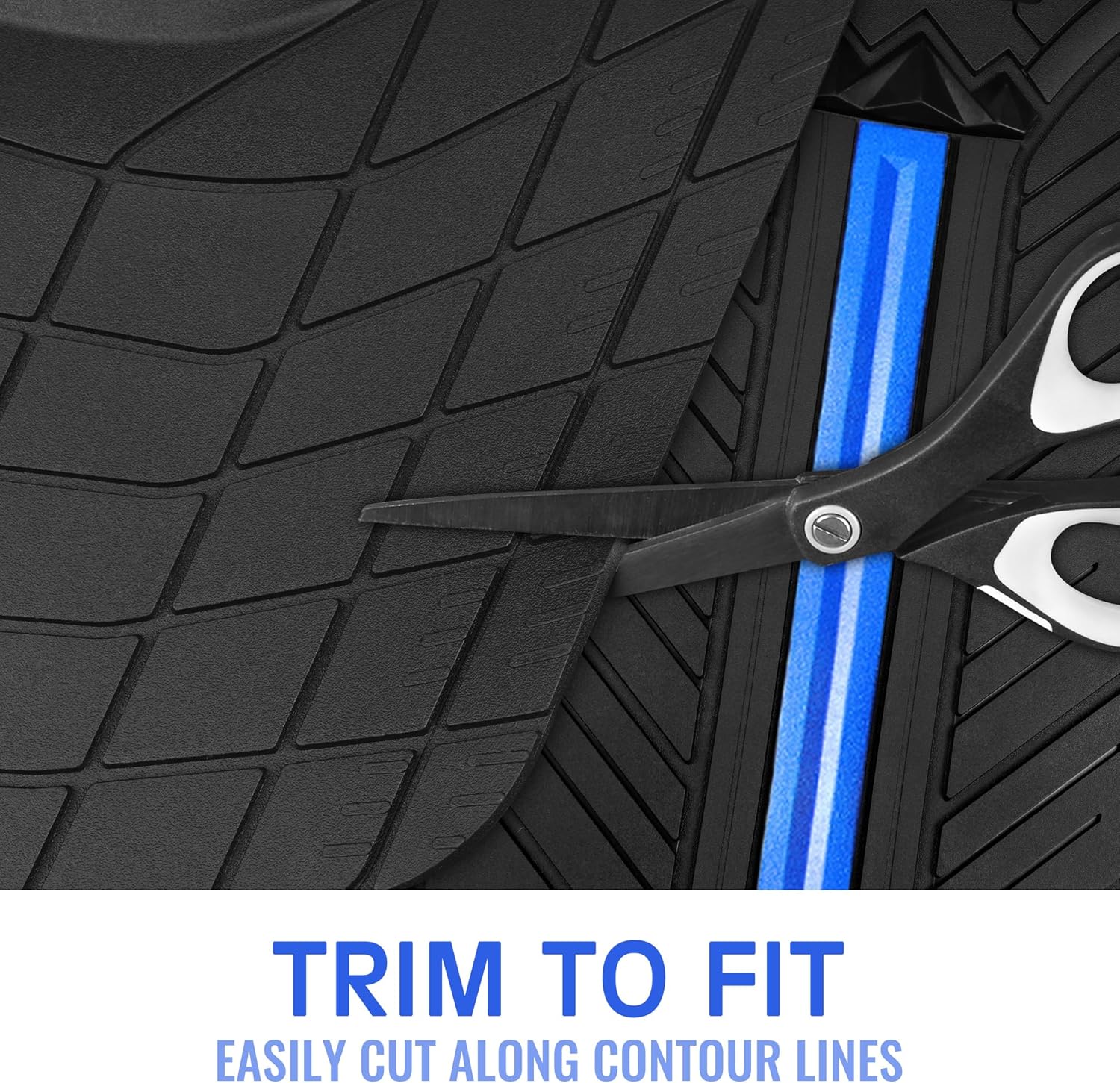 CAR PASS Rubber Floor Mats for Cars, Car Mats Full Sets DeepDish,Universal S~L Size Trim-to Fit Automotive Floor Mat for Truck Van SUV, Heavy Duty Waterproof All-Weather Floor liner Durable Black Blue - Image 8