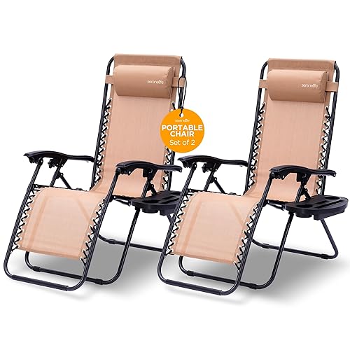 SereneLife Zero Gravity Outdoor Lounge Chairs 2 Pack – Folding