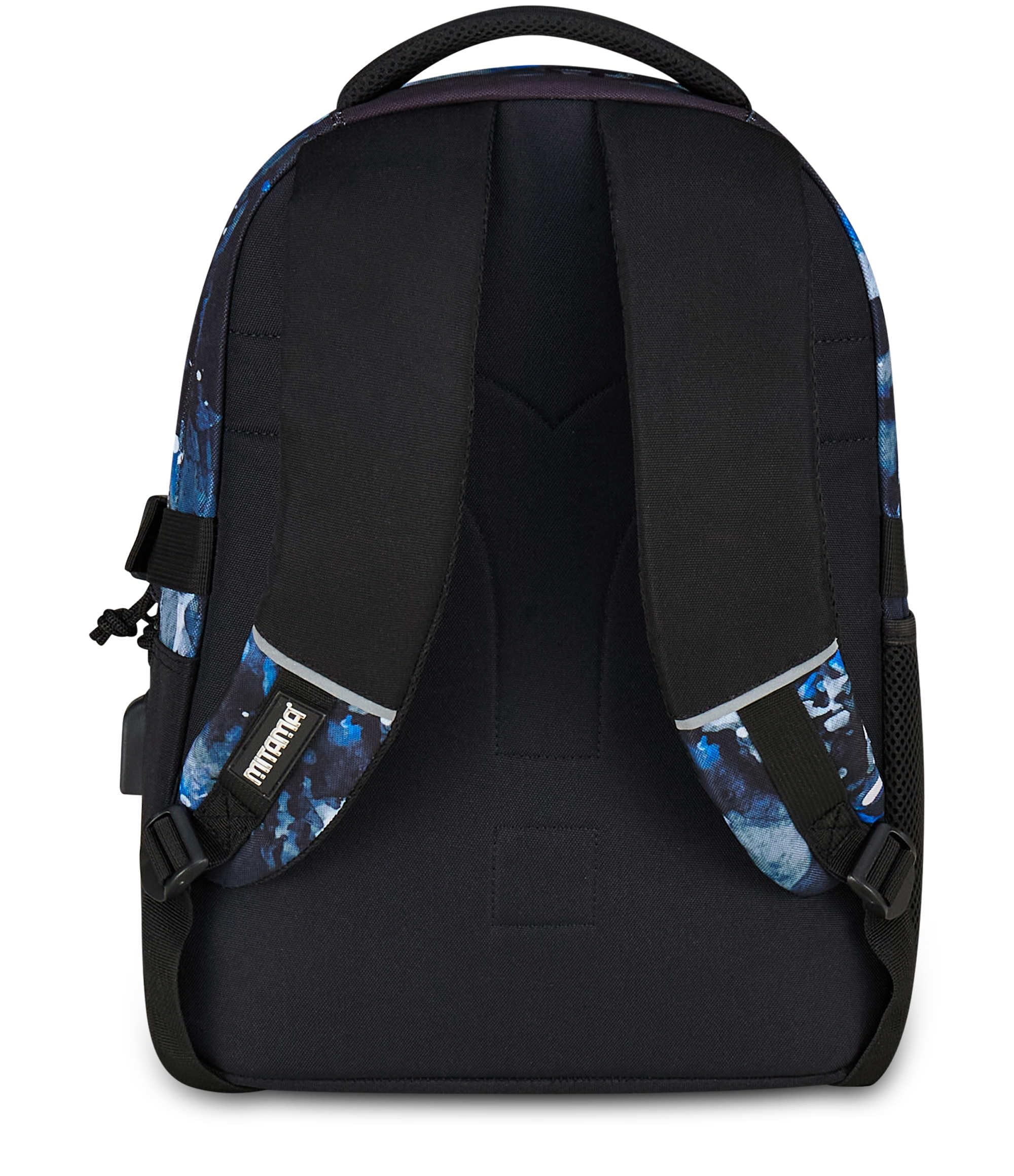 Mitama Zaino Scuola #BDBF BLUEDROPS, Blu, Zaino Triplo Scomparto, Tasca Porta Borraccia, Porta USB Integrata, Larghezza Regolabile, Zaino Scuola Media e Superiore, Ragazzo