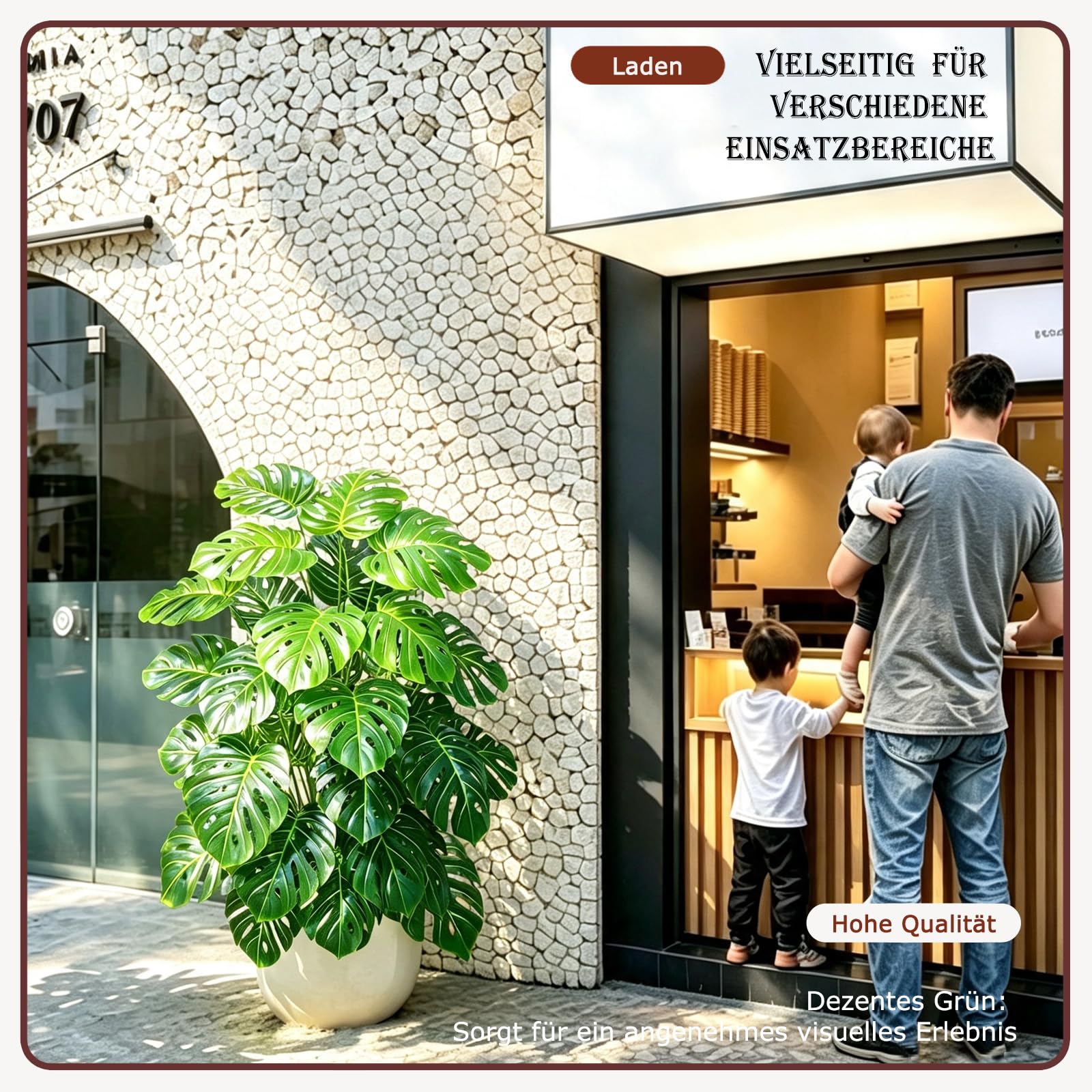 Monstera Artificielle, 135 cm, 36 Feuilles, Fausse Plante | Grande Plante Artificielle Tropicale Sans Entretien, Déco Intérieure Extérieure : Salon, Balcon, Bureaux, Espaces Commerciaux