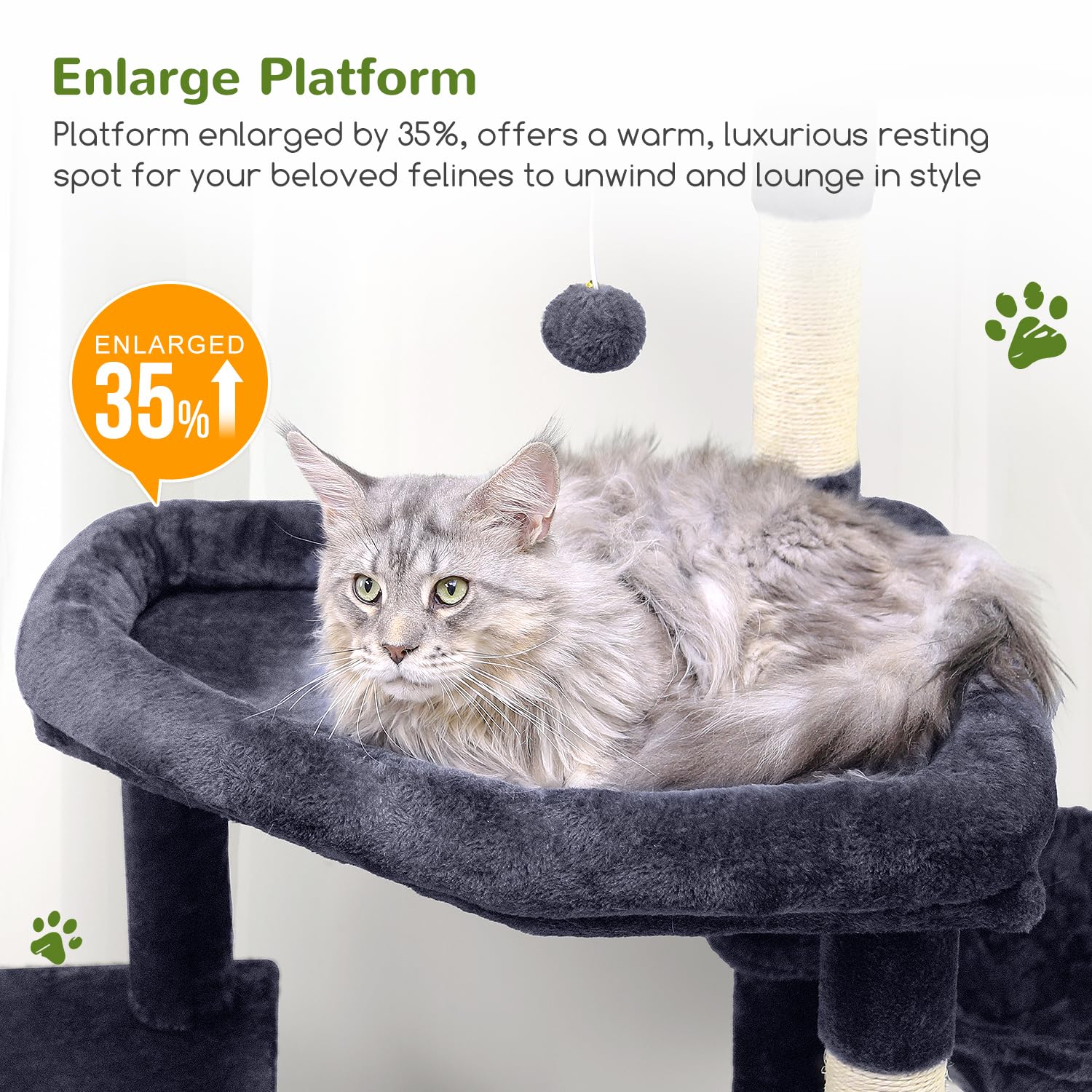 Globlazer Sturdy Cat Tree, 68-inch Large Cat Tower for Indoor Adult Cats 20 lbs Heavy Duty Cat Tree for Big Cats with Extra Large Platform, 5 Scratching Post, S68, Dark Grey