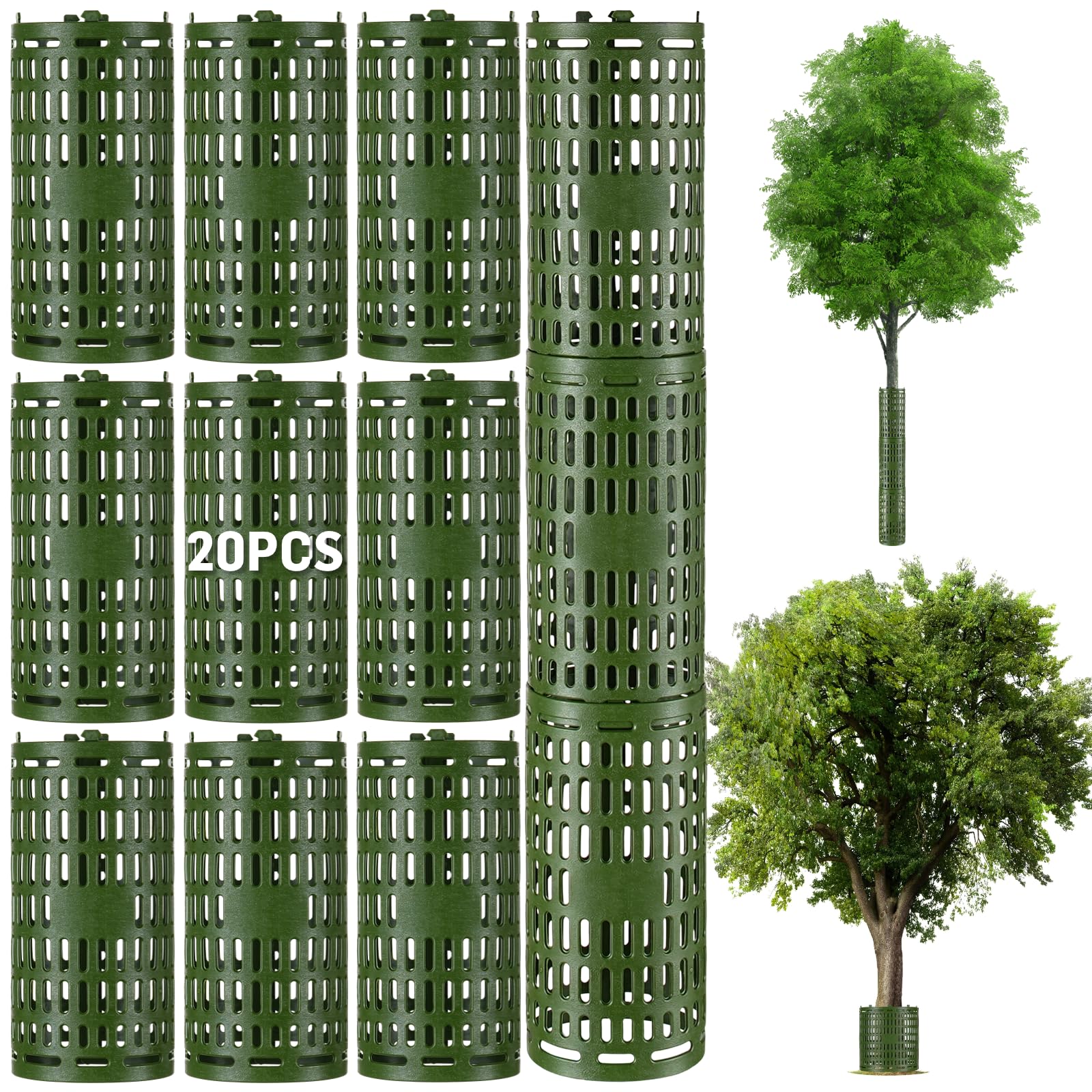 20PCS Plant and Tree Guard Protector, Tree Trunk Protector Around Trunk Bark, Saplings, and Vines, Expandable Mesh Tree Bark Protector 15 Inches Tall, Protect from Trimmers, Mowers, and Animals