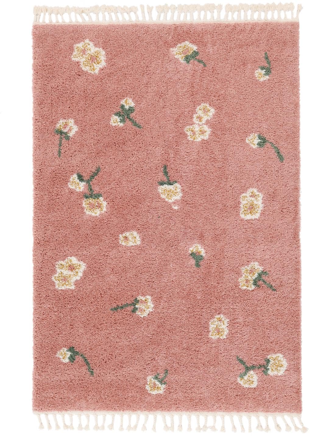 RugVista Linnea, Alfombra Infantil, Modernas, 140 x 200 cm, Rectangular, Pelo Medio, Sala de Estar, Cuarto del bebé, Dormitorio, Limpieza en seco, Sin Productos químicos peligrosos, Rosa