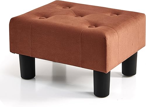 Miniatura 29 de BRIAN & DANY Taburete pequeño para pies, taburetes de cuero para pies con patas, taburete pequeño estable para sala de estar, marrón marrón,