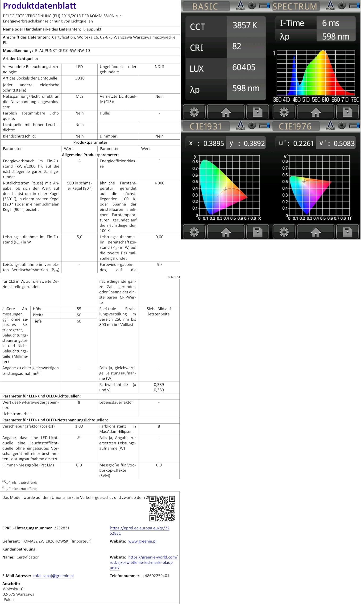 BLAUPUNKT LED GU10 Birne – Strahler – Reflektor – Tageslichtbeleuchtung – 5W – Ersatz für 50W – Naturweiß 4000K – Led Lampen – 475 Lumen – Energie- und Kostensparendes Licht – Spotlight – 10-er Pack