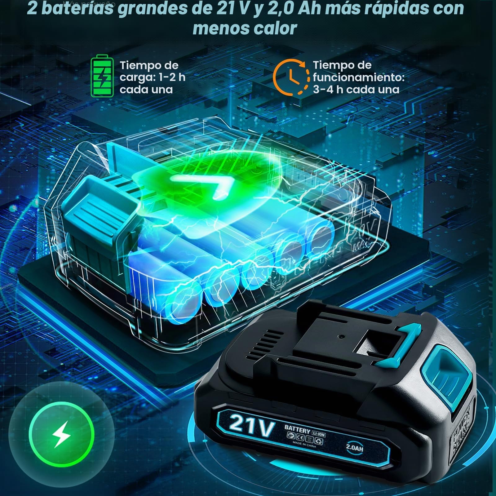 Tijeras Eléctricas para Ramas para Makita Batería 18V, 600W Tijeras de Podar Profesionales con 2 Baterías de 2000mAh, Motor sin Escobillas Manual con Contador de Cortes LCD, Diámetro de Corte de 35mm