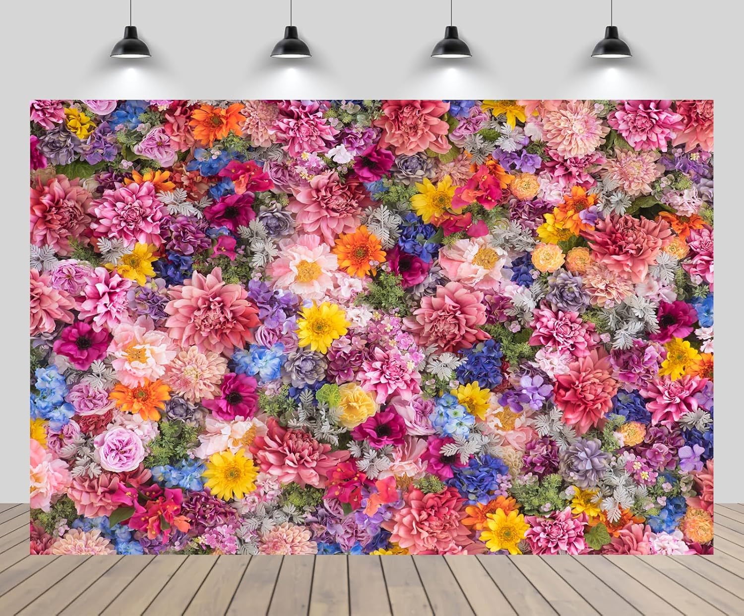 10x6.5ft Flowers Wall Backdrop Spring Colourful Blooming Flowers Mother Day Tea Party Background Girls Birthday Wedding Bridal Shower Valentine Day Party Decor Photo Props Wallpaper