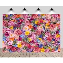 10x8ft Flowers Wall Backdrop Spring Colourful Blooming Flowers Mother Day Tea Party Background Girls Birthday Wedding Bridal Shower Valentine Day Party Decor Photo Props Wallpaper
