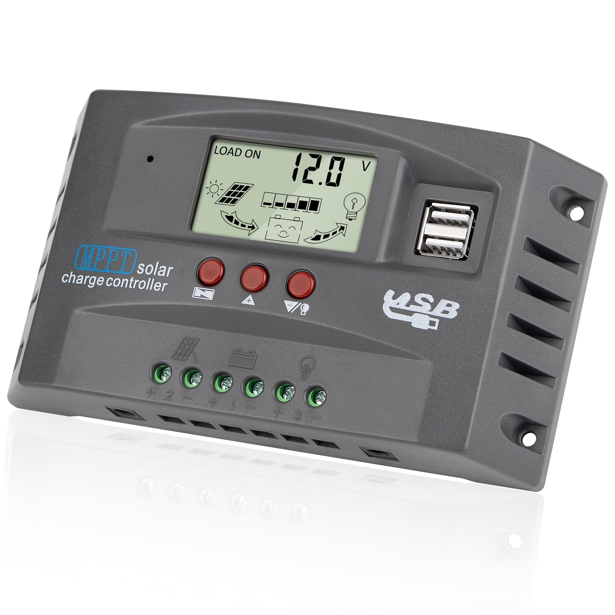 Photo 1 of [Upgraded] 30A MPPT Solar Charger Controller 12V/24V Solar Panel Battery Intelligent Regulator with LCD Display, Dual USB Port and Timer Setting Fit for Lead-Acid Open Sealed AGM and Li Battery Grey