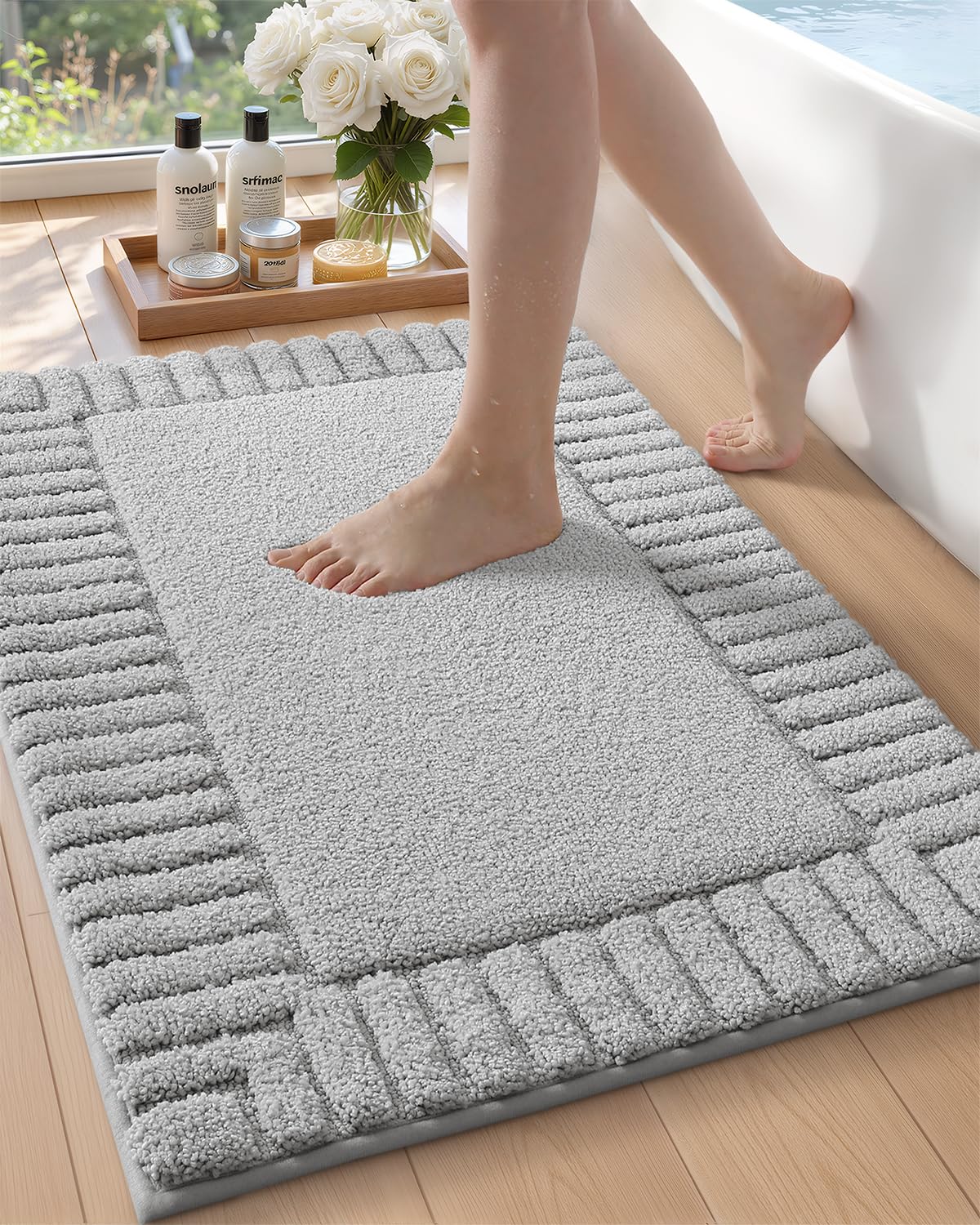 Tappetino Bagno Antiscivolo 60x40 Cm – In Microfibra Assorbente, Lavabile, Retro In TPR, Design 3D, Per Doccia E Vasca
