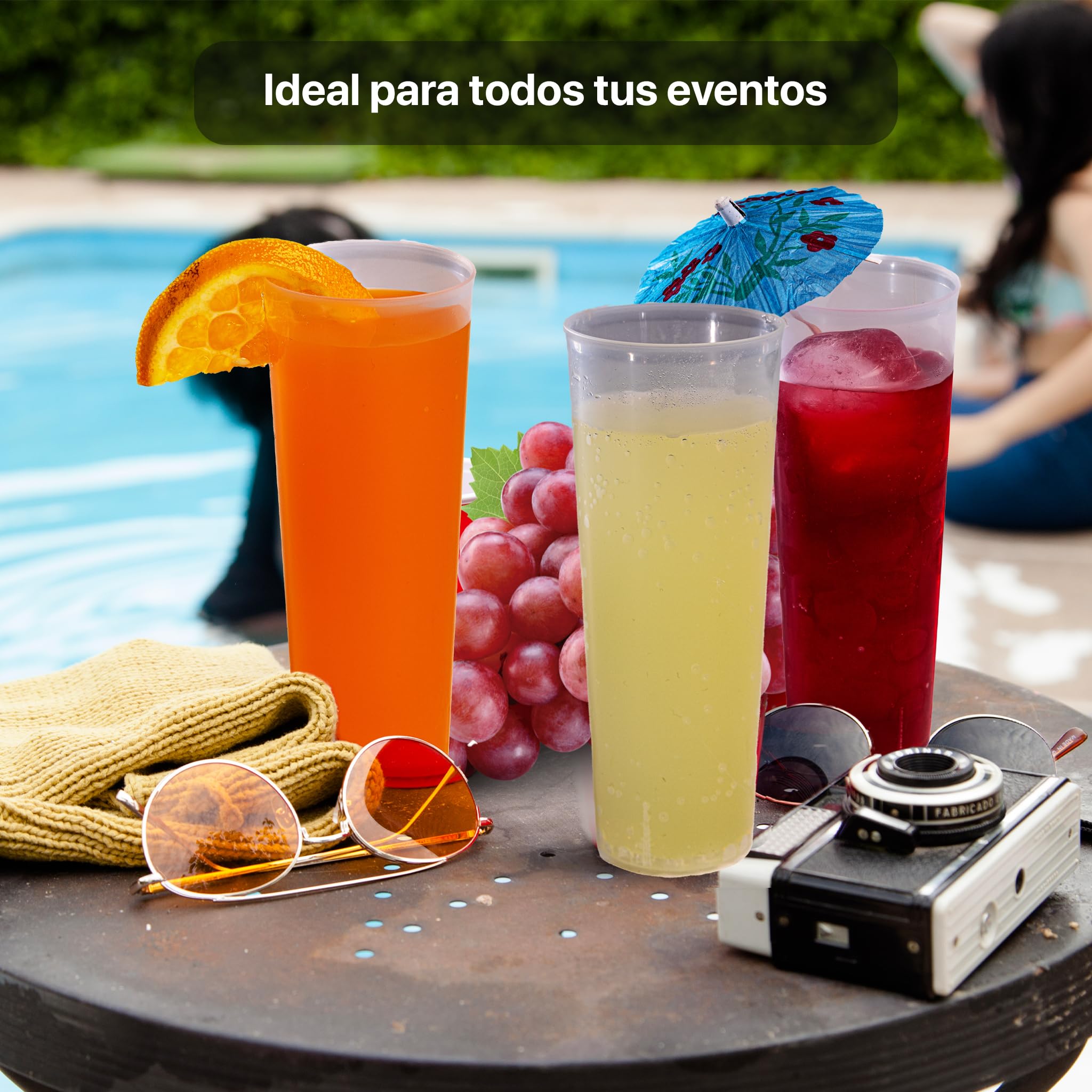 TUKA - 1000 Vasos Reutilizables Tubo de 300 ML - Plástico Duro Resistente - Ecológicos - Libre de BPA - Para Fiestas, Eventos, Copas, Gin Tonic, Cubata - Vasos Grandes (1000)