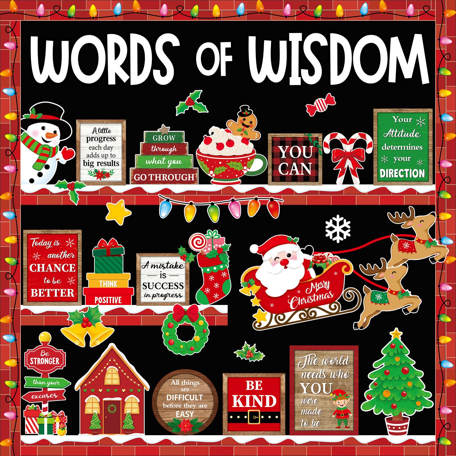Mooliwe 57 Pcs Christmas Bulletin Board Set Inspirational Classroom