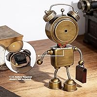 Vista 2 de AYRELY® Industrial Steampunk Robot Table Clock,Battery Operated Metal Desk&Shelf Clock,Retro Mechanical Decorative Clock for Home,Living