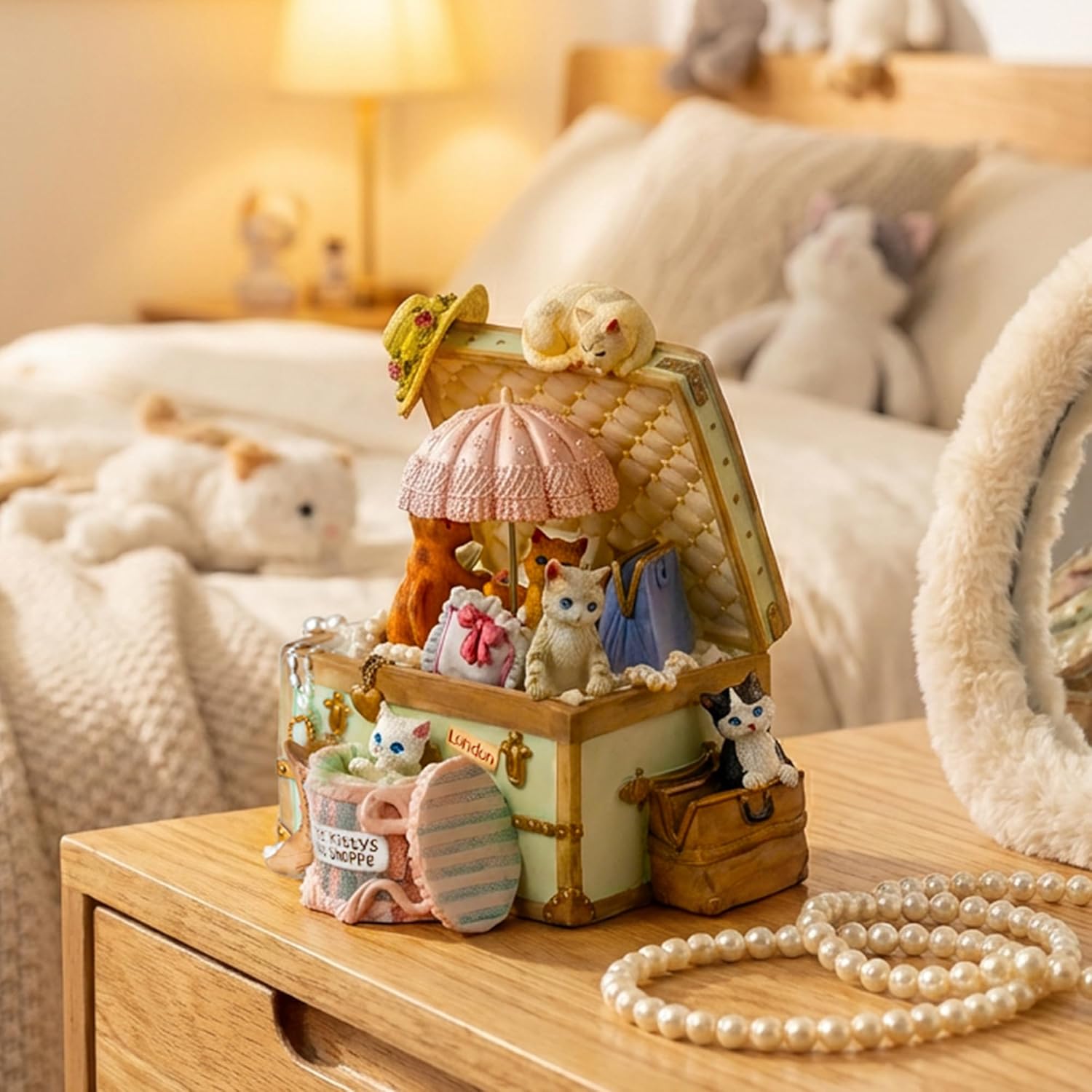 Cat Music Box for Girls, Cute Wind-Up Musical Keepsake Gift, for Daughter, Wife, Girlfriend, Sister, Granddaughter, Birthday Christmas Friendship Gift, Plays Castle in the Sky