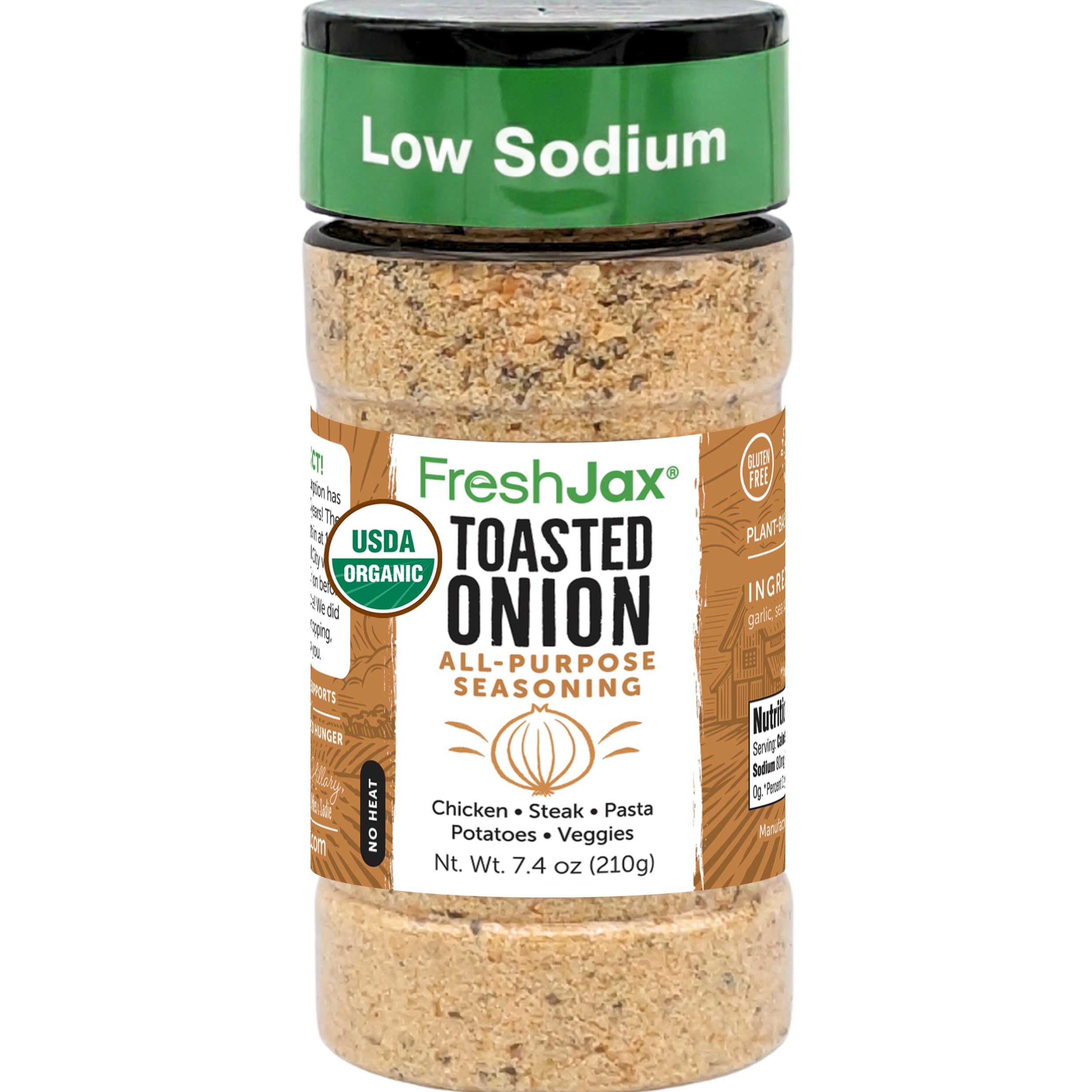 - FreshJax Organic Toasted Onion Powder 7.4 oz | All-Purpose Spice Blend for Roasting, Grilling, Sautéing, Meat, Chicken, Vegetables, Soups, Sauces, Garlic Butter Seasoning – Low Sodium | Made in USA