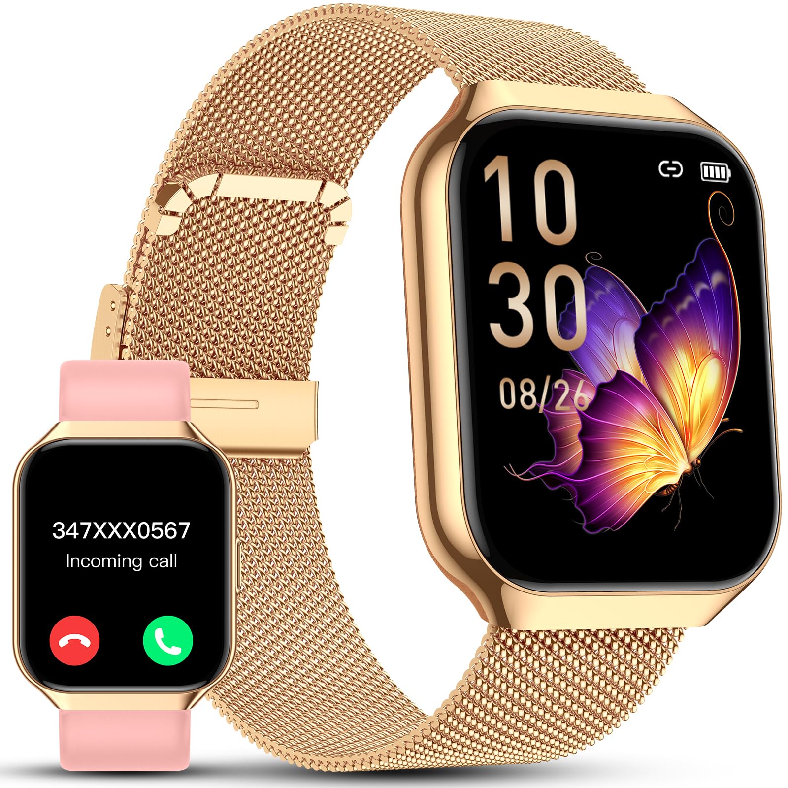 Montre Connectée Femme Homme, 1.91" HD Smartwatch Avec Appels Bluetooth, 110+ Sportifs, Montre Intelligente Sport Etanche IP68 Podometre/Cardiofrequencemetre/Moniteur De Sommeil Pour Android IOS