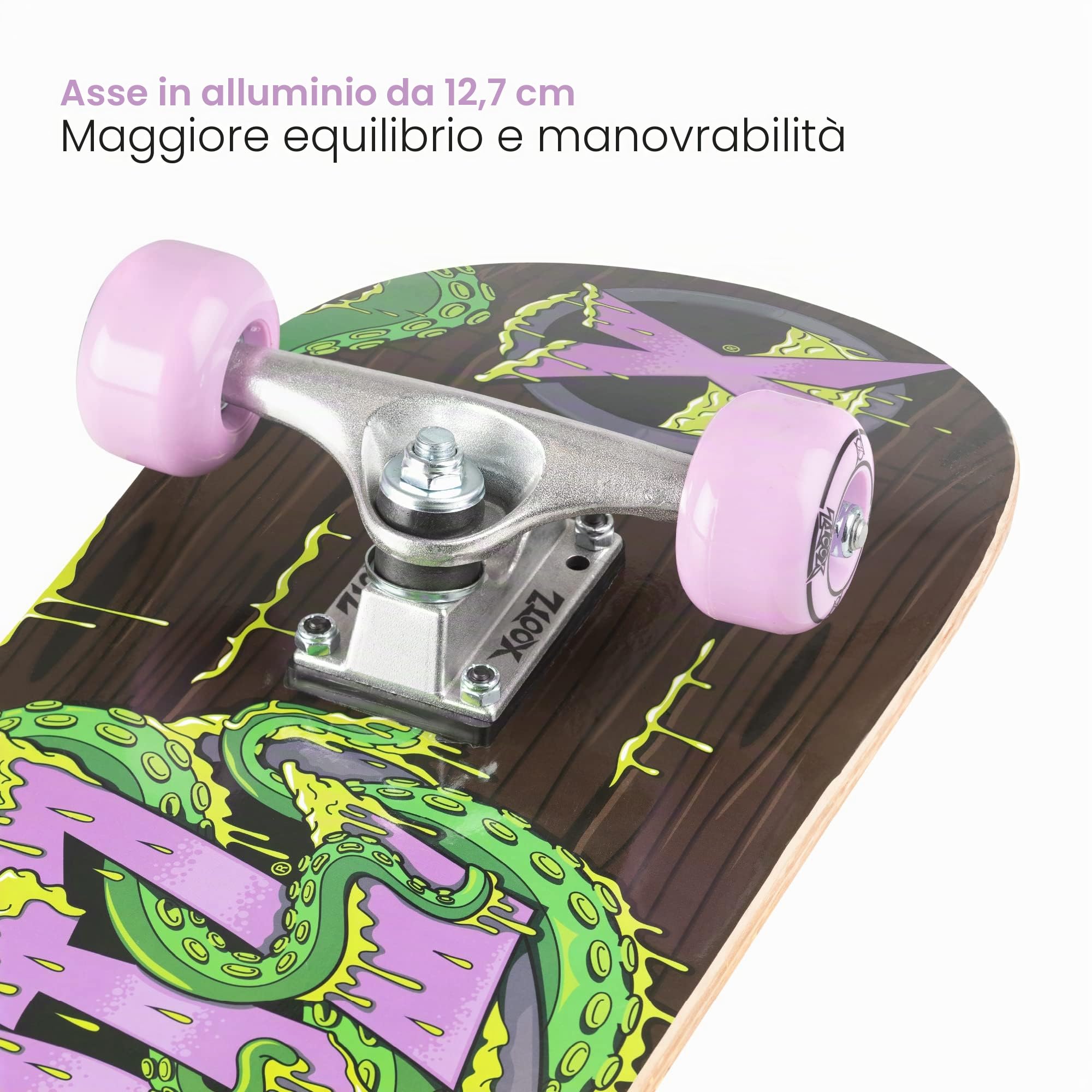 Xootz 31” x 8” Complete Skateboard for Beginners, 9 Ply Maple Deck, Double Kick Standard Board, for Boys and Girls, Multiple Colours