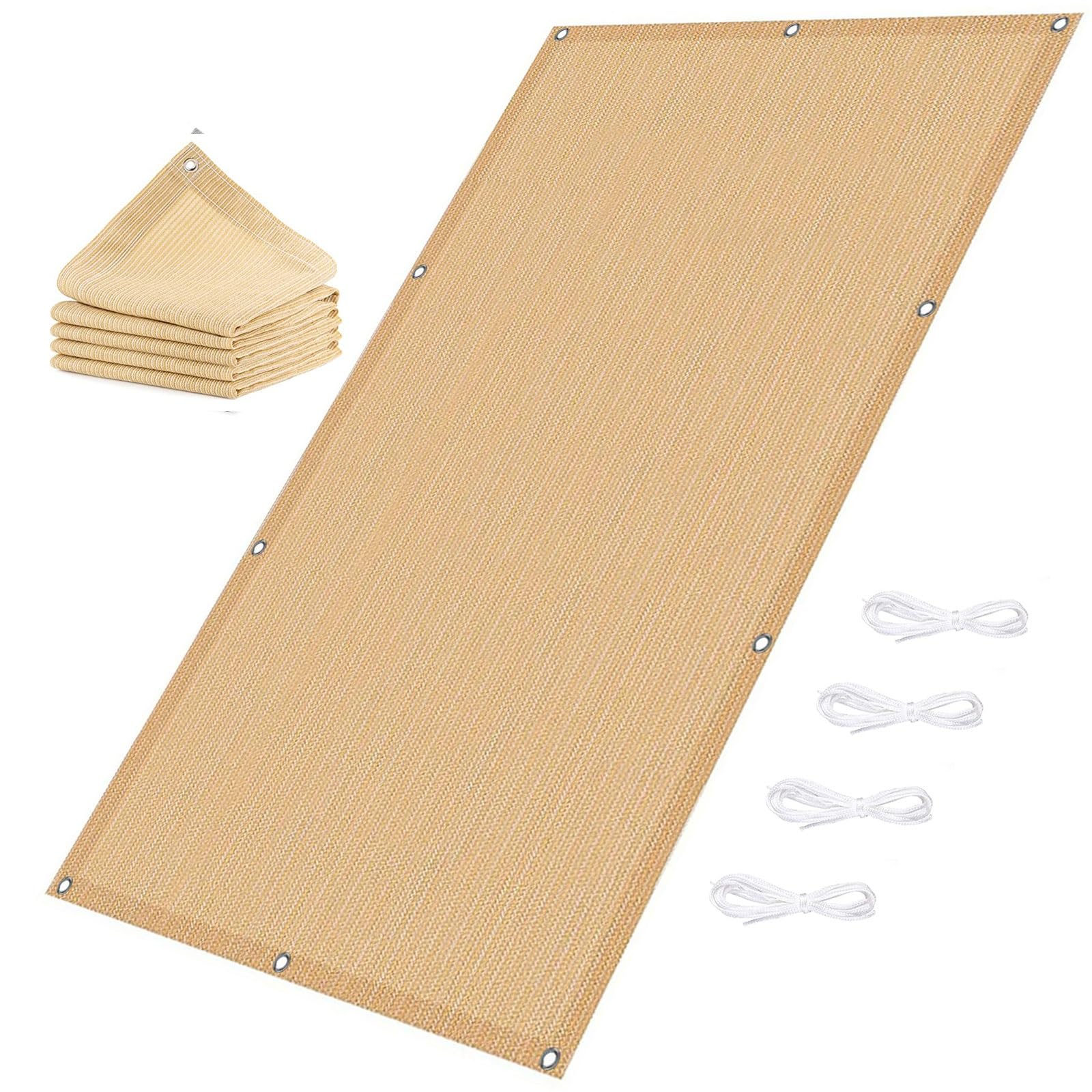 Voile d'ombrage 2x3.2m rectangulaire crème pour la protection UV du jardin