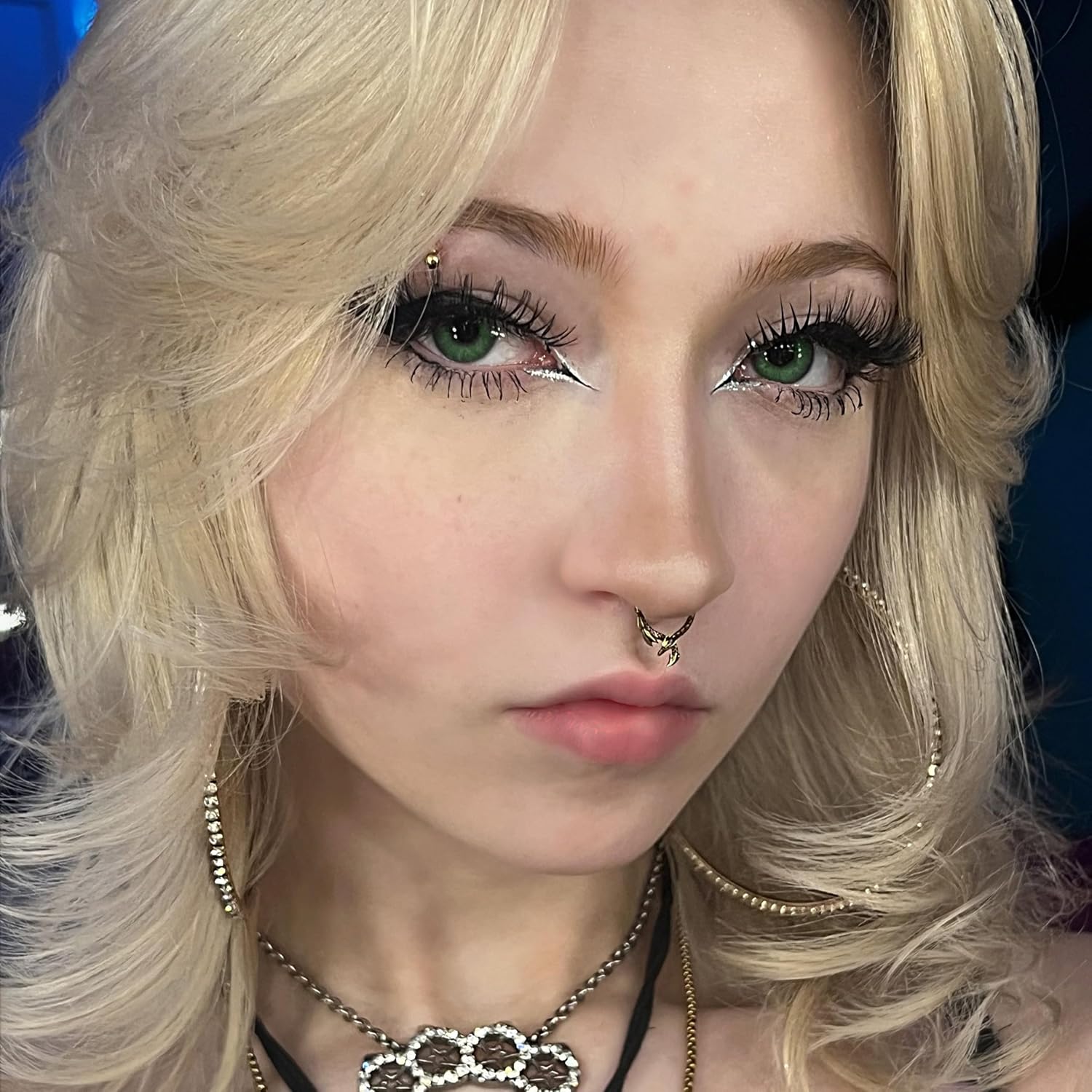 PUNKYOUTH Titanium 16G Septum Nose Ring Clicker Hoop Titanium 316L Surgical Steel Gothic Alternative Piercing Jewelry for Septum Helix Rook Tragus Cartilage Hinged Clicker Hoop with Bat Dragon Spike Eye Design 8mm