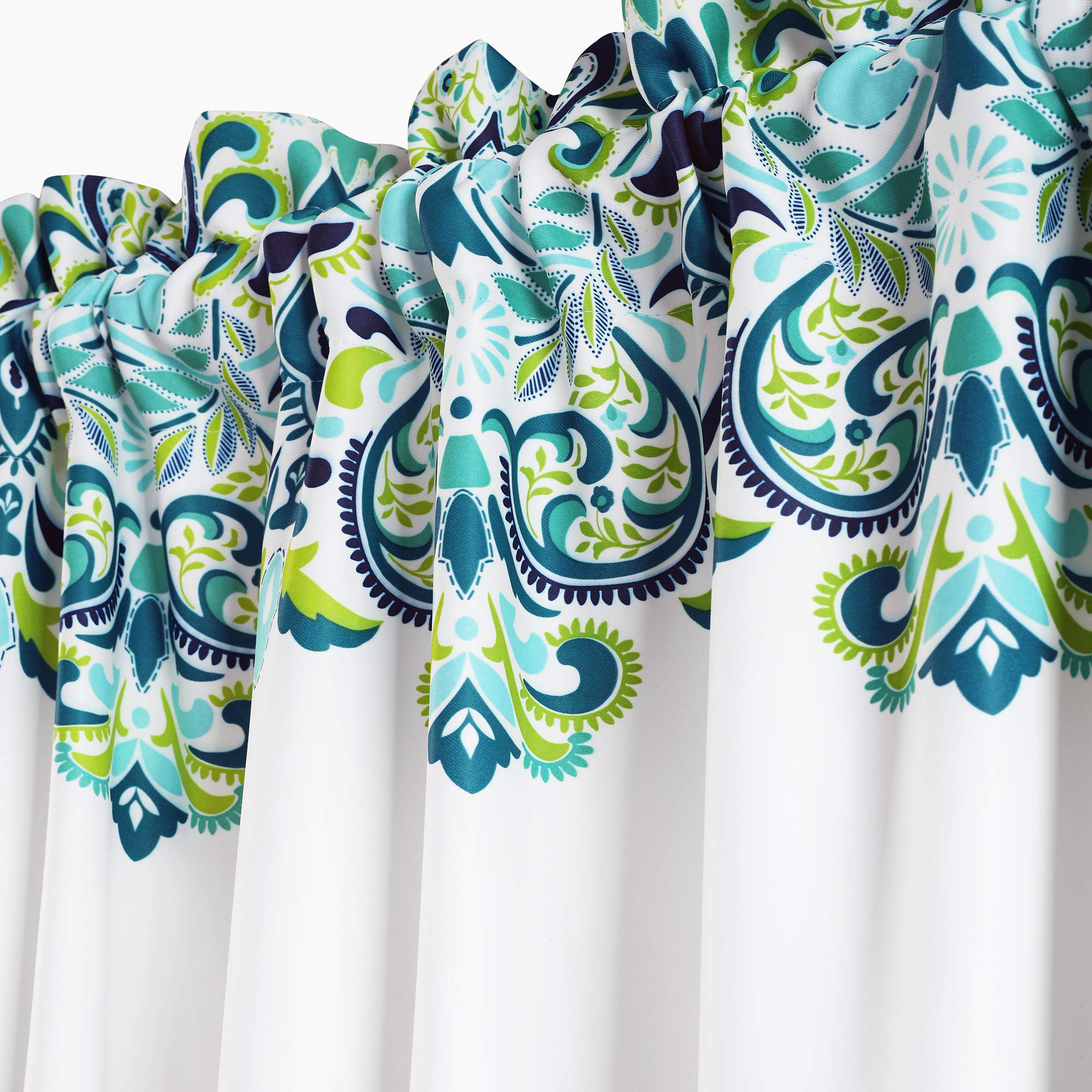 Lush Decor, Rideaux Clara Bleu et Vert Motif Cachemire damassé Style bohémien pour Salon, Salle à Manger, Chambre à Coucher (Paire), 213,4 x 132,1 cm