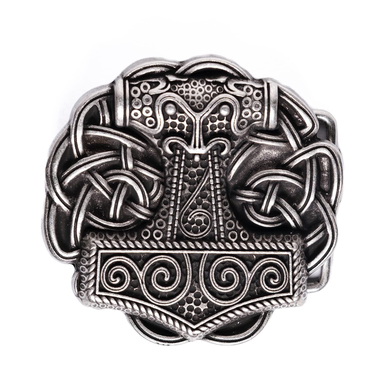 Hebilla de placa decorada con martillo de Thor – para cinturones de 40 mm – Fabricado en Italia